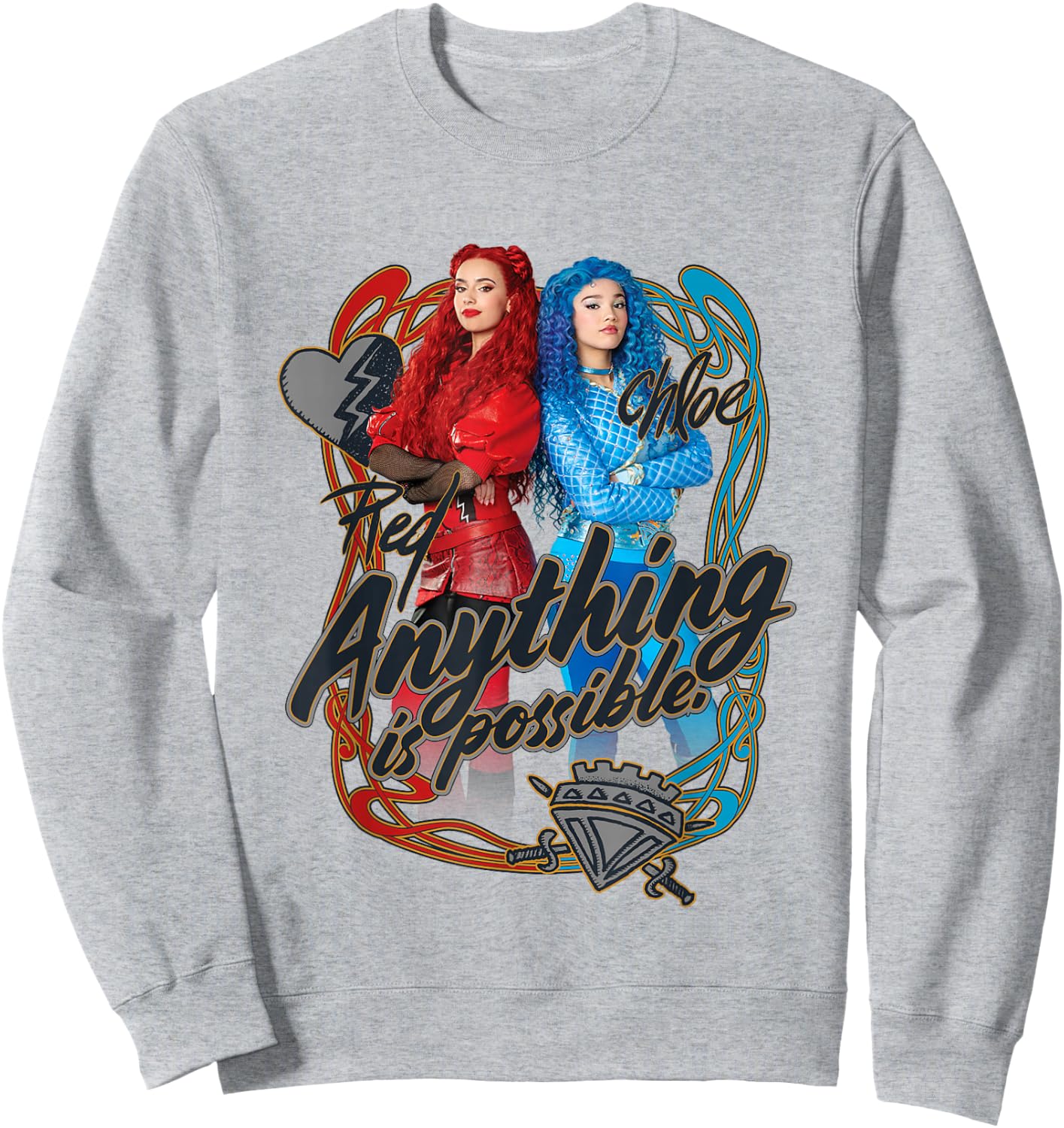 Disney Descendants Red Chloe Anything is Possible Chest Logo Sweatshirt - Sweatshirt | Ash