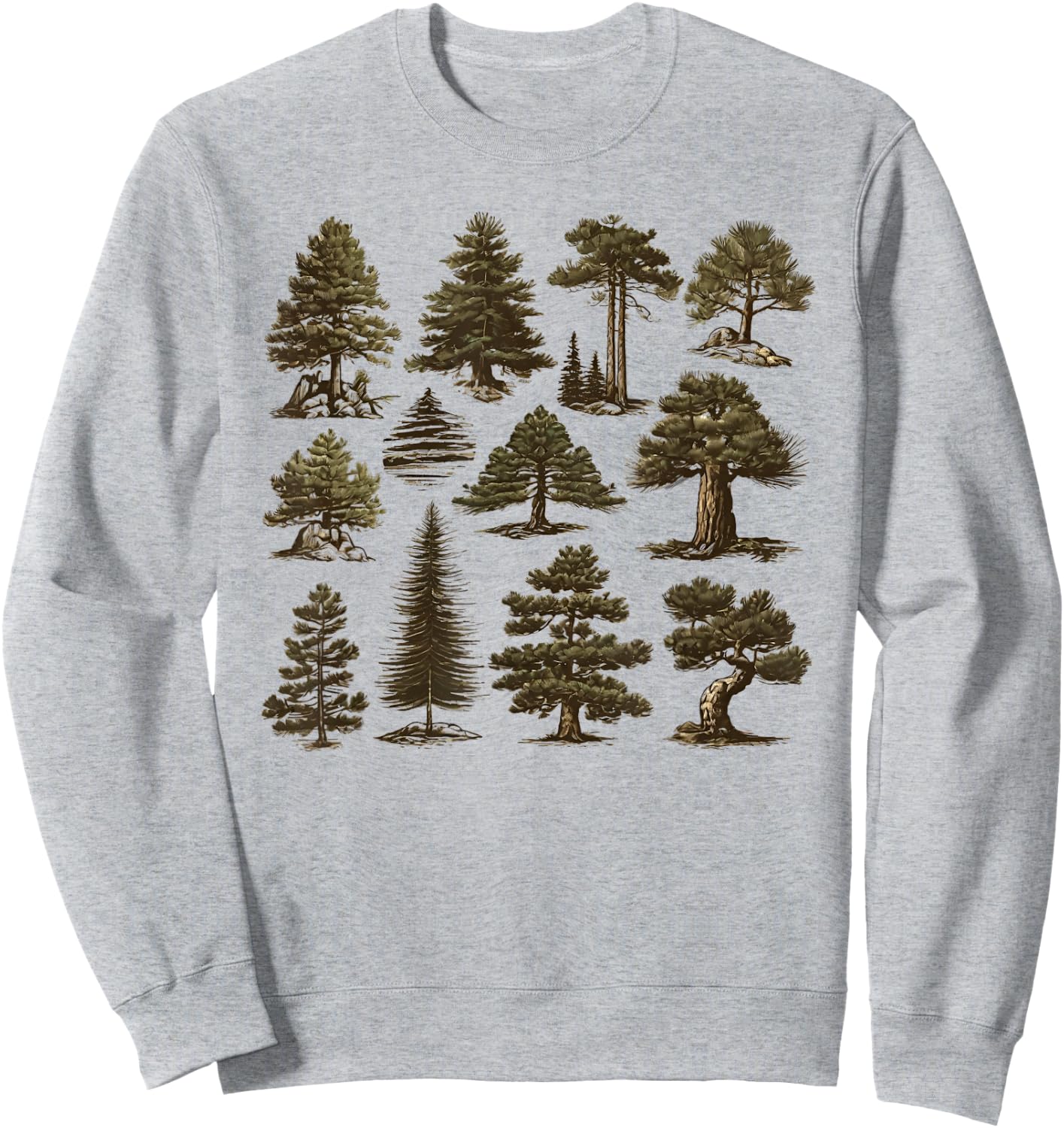 Retro Pine Tree Vintage Collage Sweatshirt - Sweatshirt | Ash