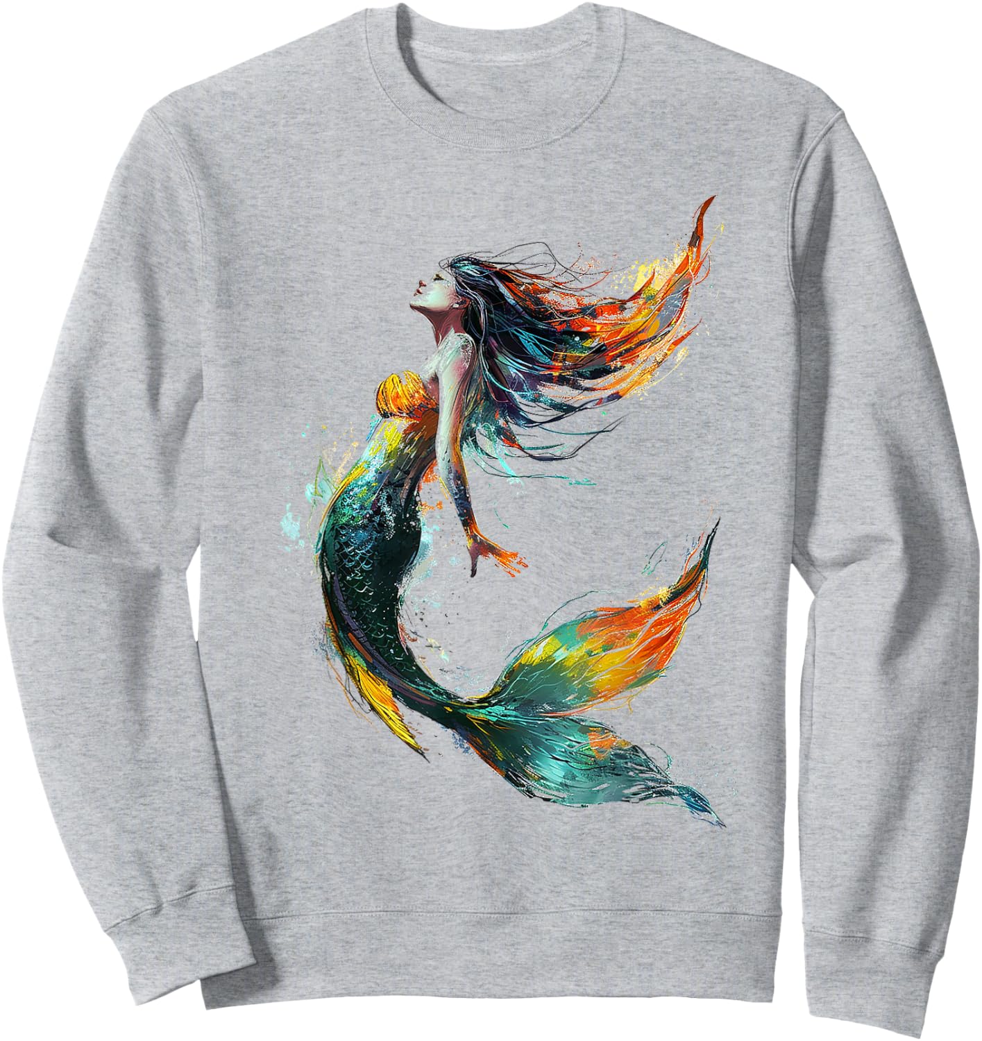 Mermaid Abstract Graphic Painting Art Women Mermaid Sweatshirt - Sweatshirt | Ash