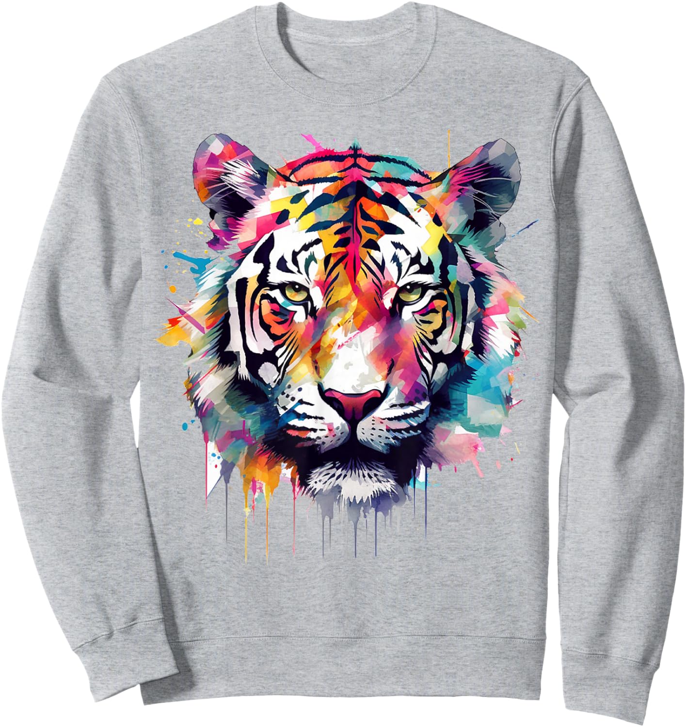 Tiger Artwork - Colourful Animal Art Tiger Sweatshirt - Sweatshirt | Ash