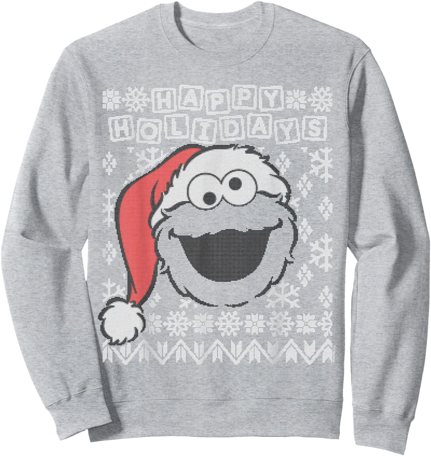 Sesame Street Cookie Monster Ugly Christmas Sweatshirt - Sweatshirt | Ash