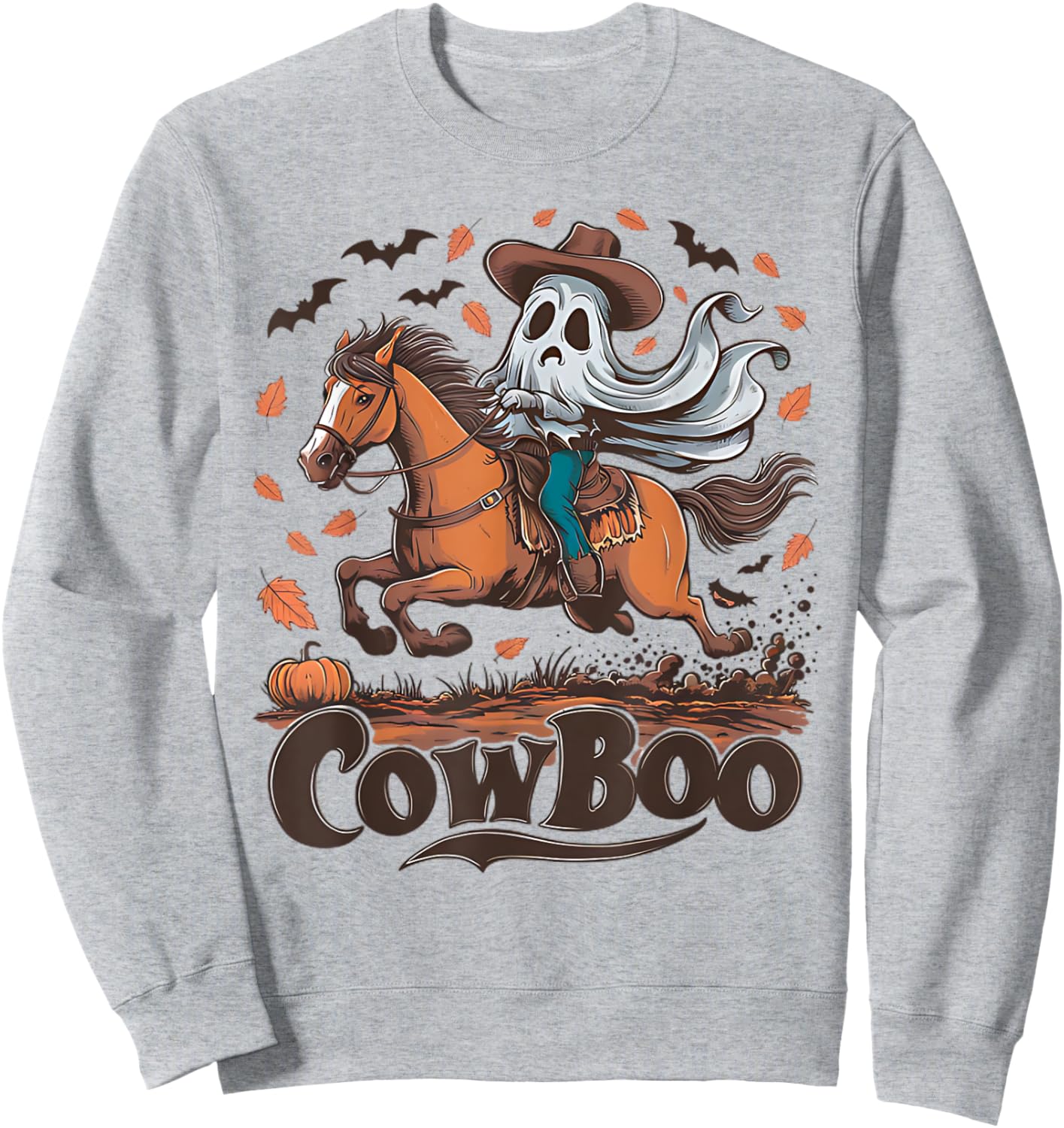 Cowboo Ghost Riding Horse Western Cowboy Ghost Halloween Sweatshirt - Sweatshirt | Ash
