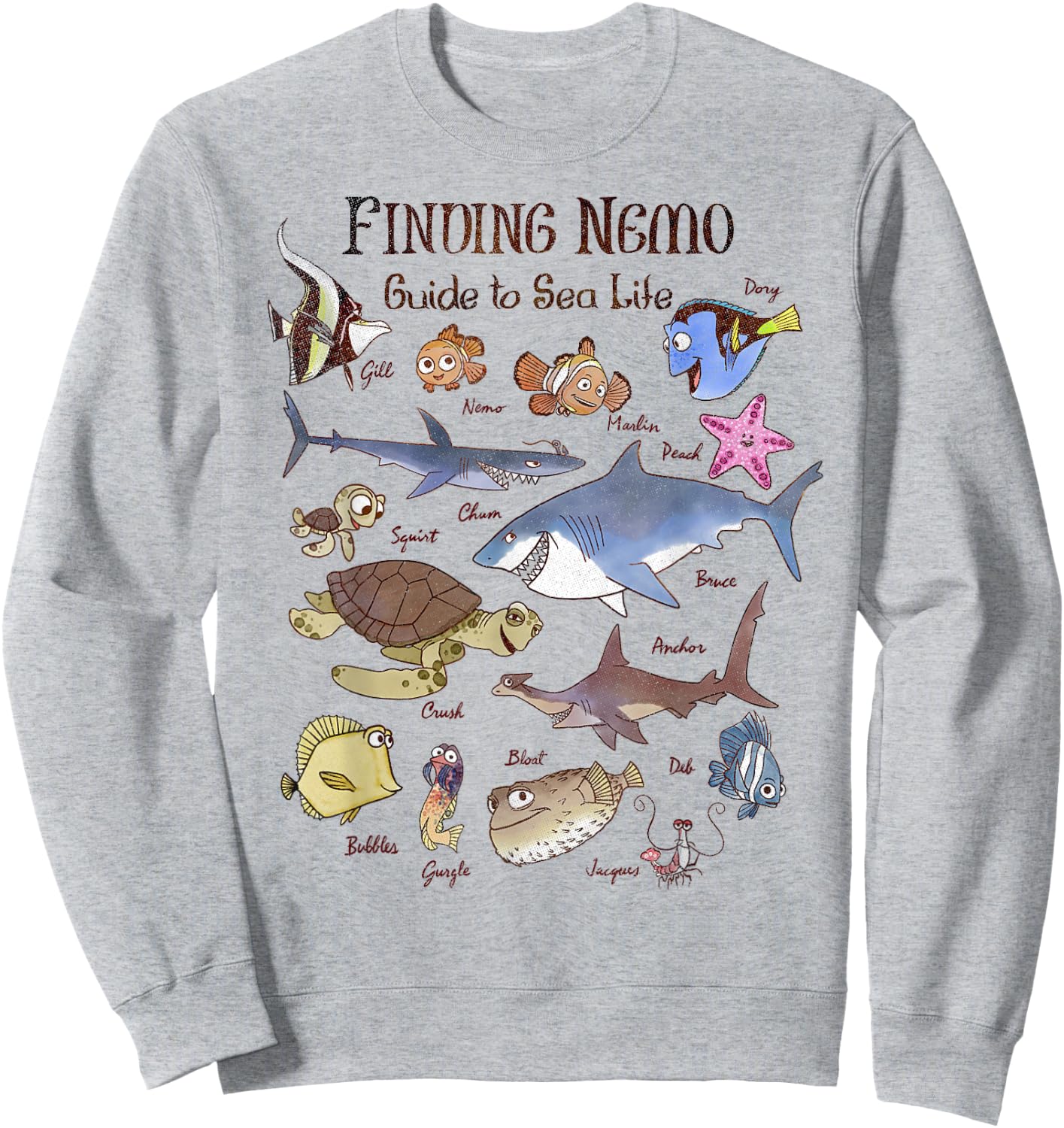 Disney Pixar Finding Nemo Guide To Sea Life Sweatshirt - Sweatshirt | Ash