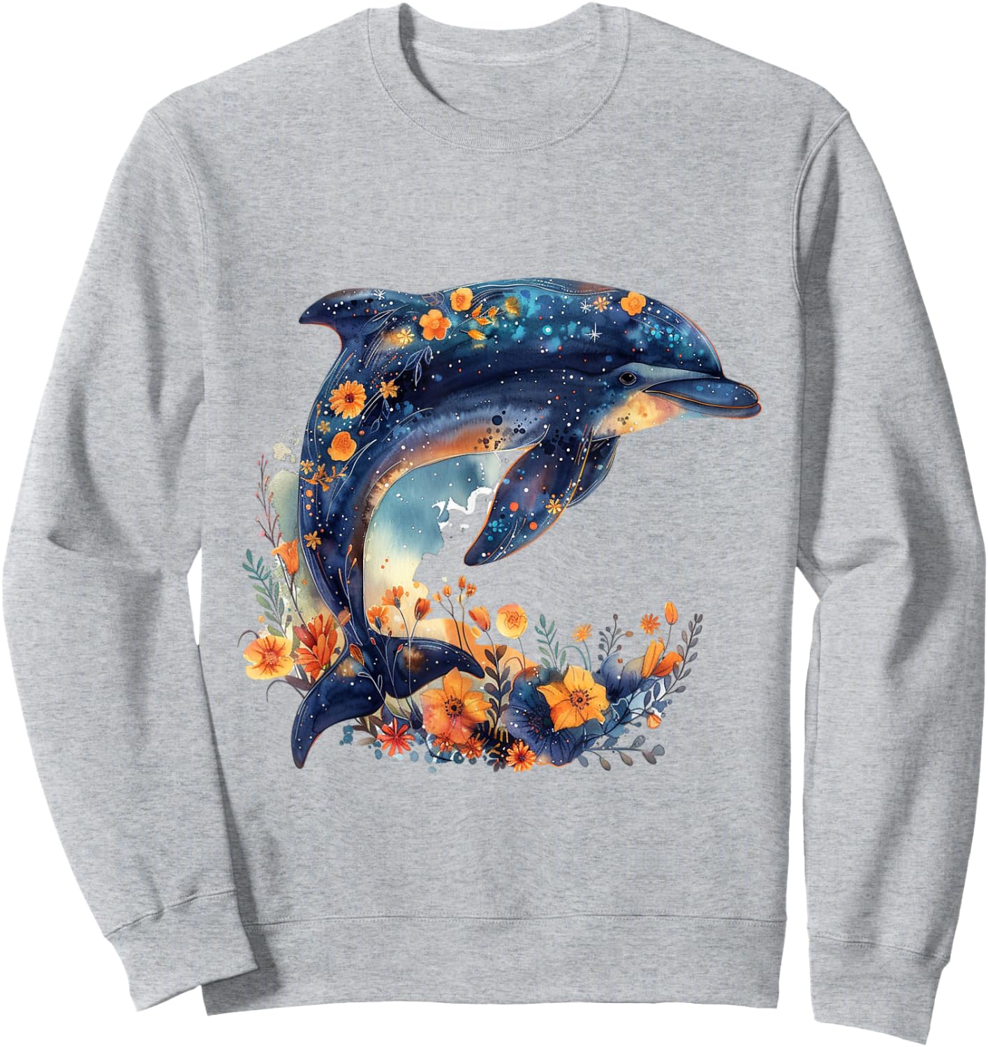 Floral Underwater Sea Dolphin Sweatshirt - Sweatshirt | Ash