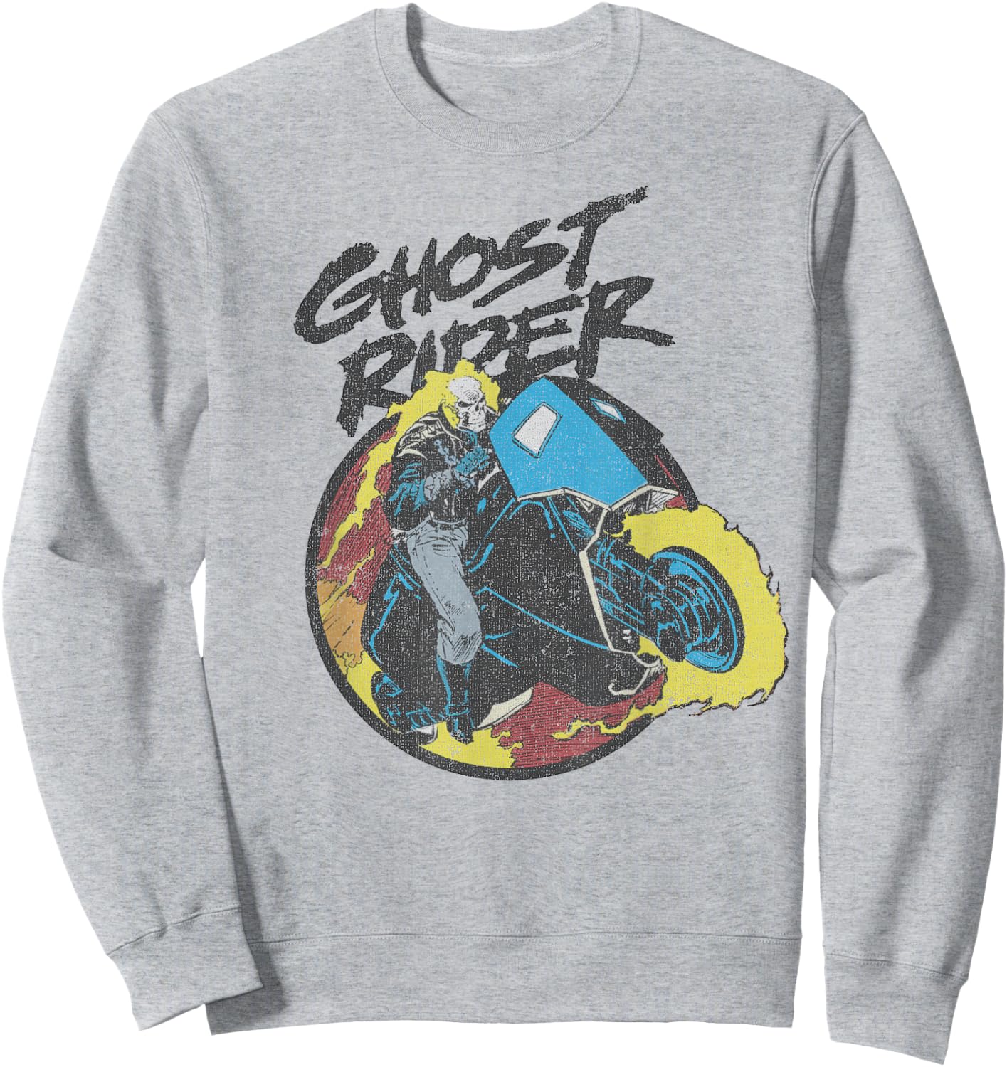 Marvel Ghost Rider Circle Portrait Action Shot Sweatshirt - Sweatshirt | Ash