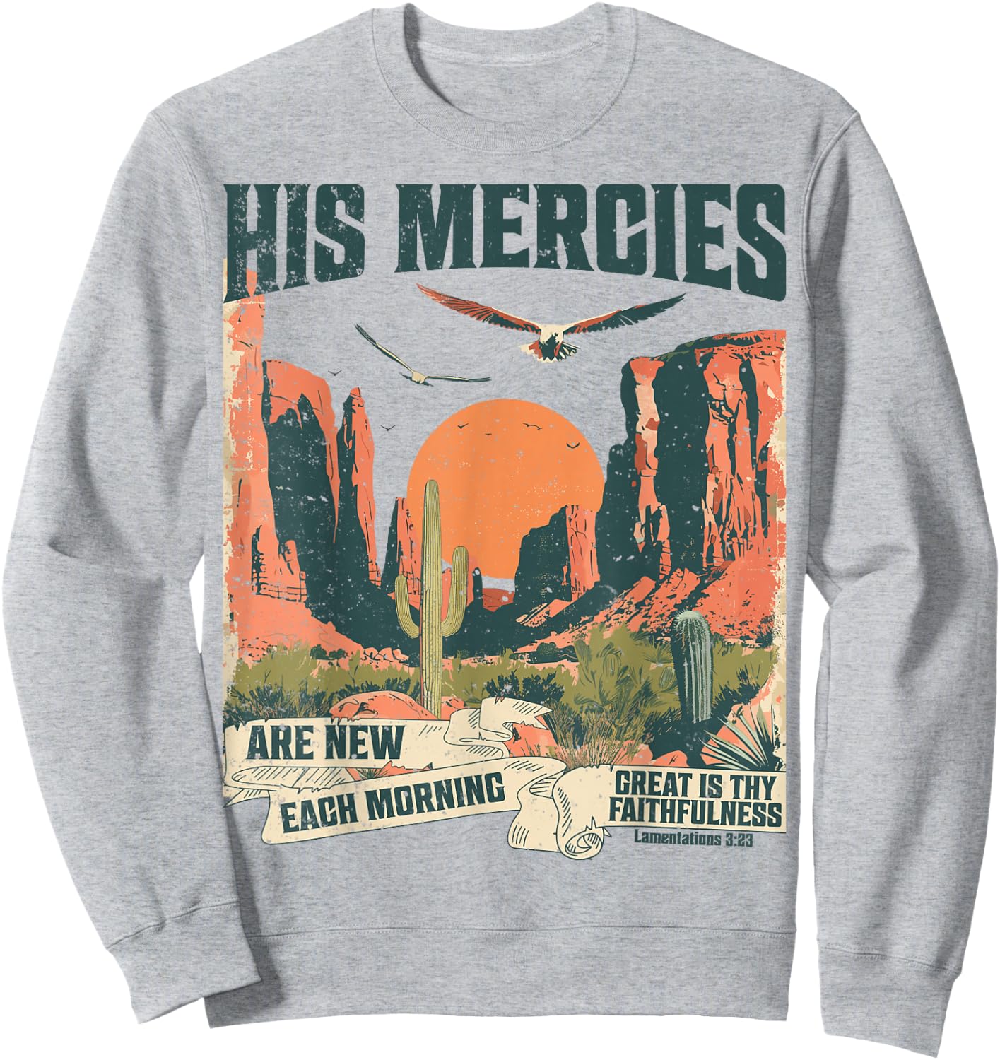 Boho Christian Verse Jesus Faith Based His Mercies Are New Sweatshirt - Sweatshirt | Ash