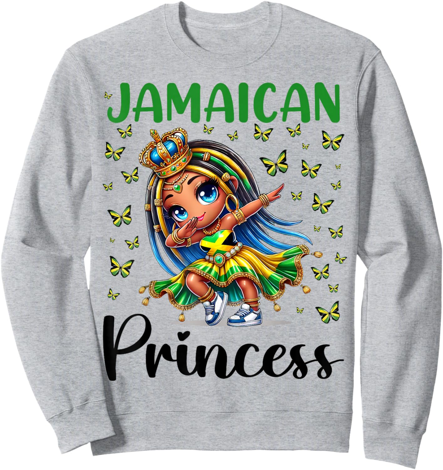 Jamaican Princess Dabbing for Girls & Kids Sweatshirt - Sweatshirt | Ash