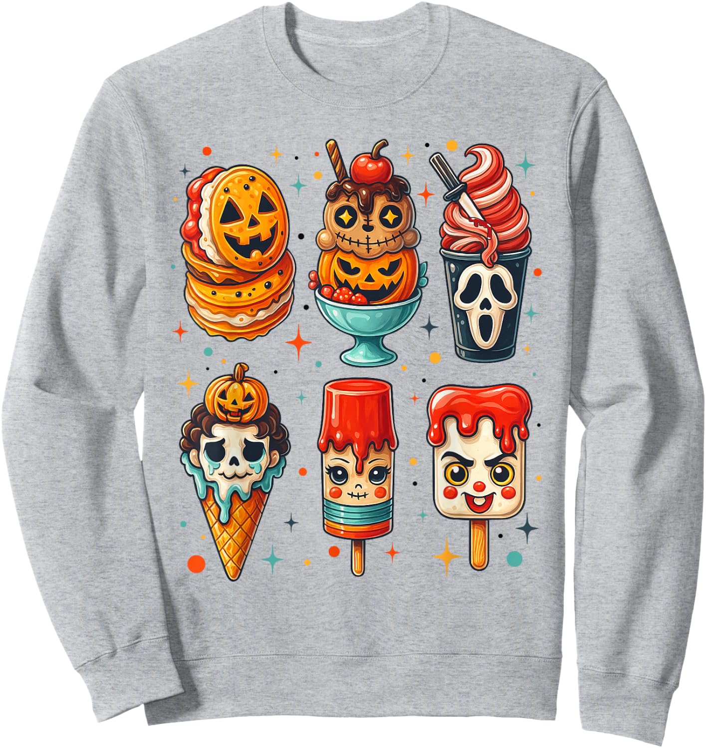 Horror Movie Summer Popsicle Halloween Ice Cream Summerween Sweatshirt - Sweatshirt | Ash