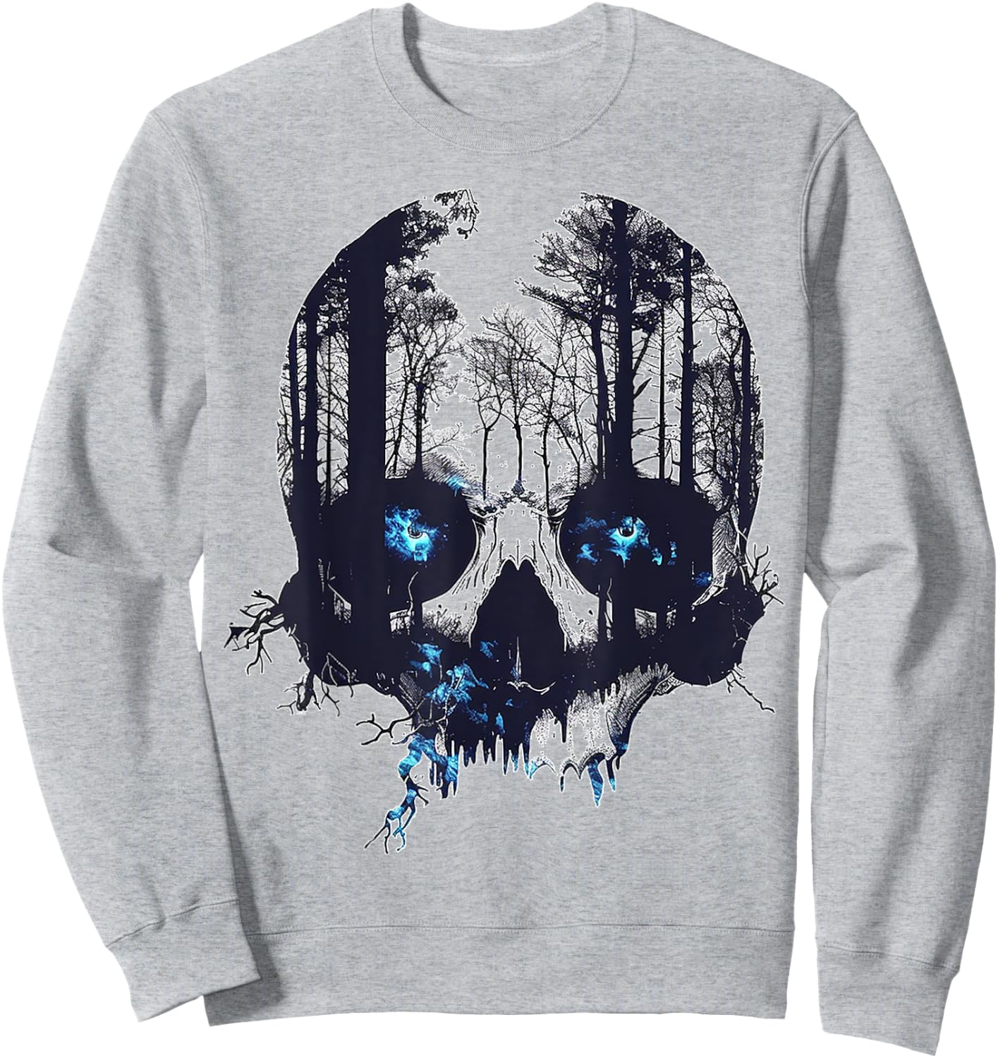Skull Costume Halloween Spooky Blue Eyes Art Skull Sweatshirt - Sweatshirt | Ash