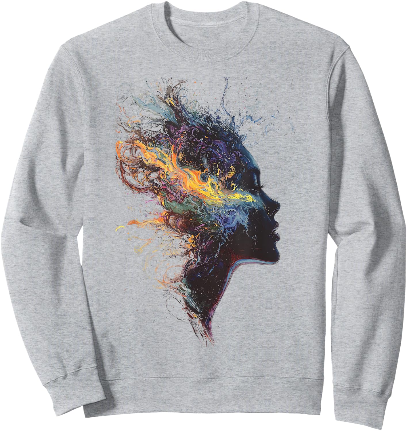 Graphic Design Artistic Colorful Abstract Woman Face Design Sweatshirt - Sweatshirt | Ash