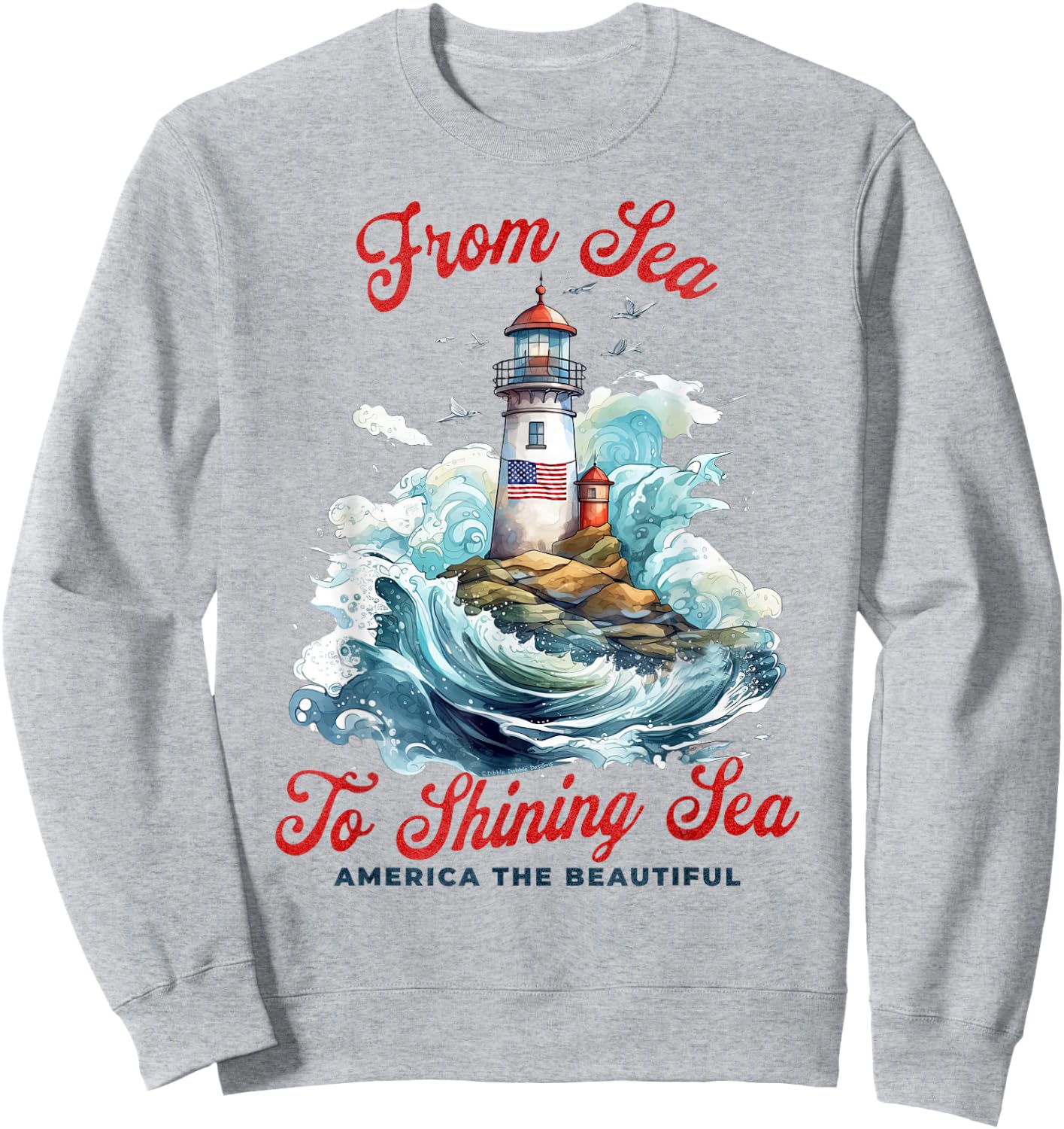 Patriotic from Sea to Shining Sea Lighthouse 4th of July Sweatshirt - Sweatshirt | Ash