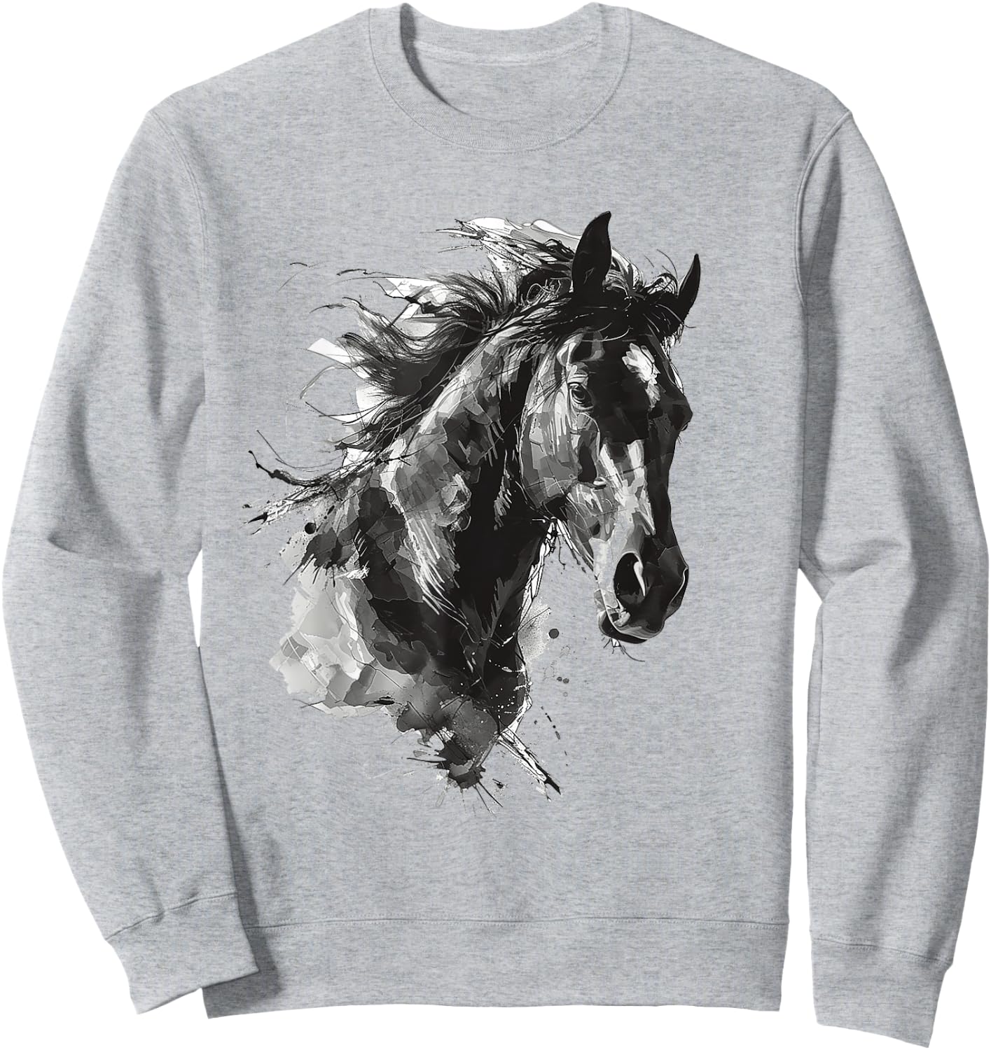 Horse Animal Print Zoo Abstract Illustration Drawing Horse Sweatshirt - Sweatshirt | Ash