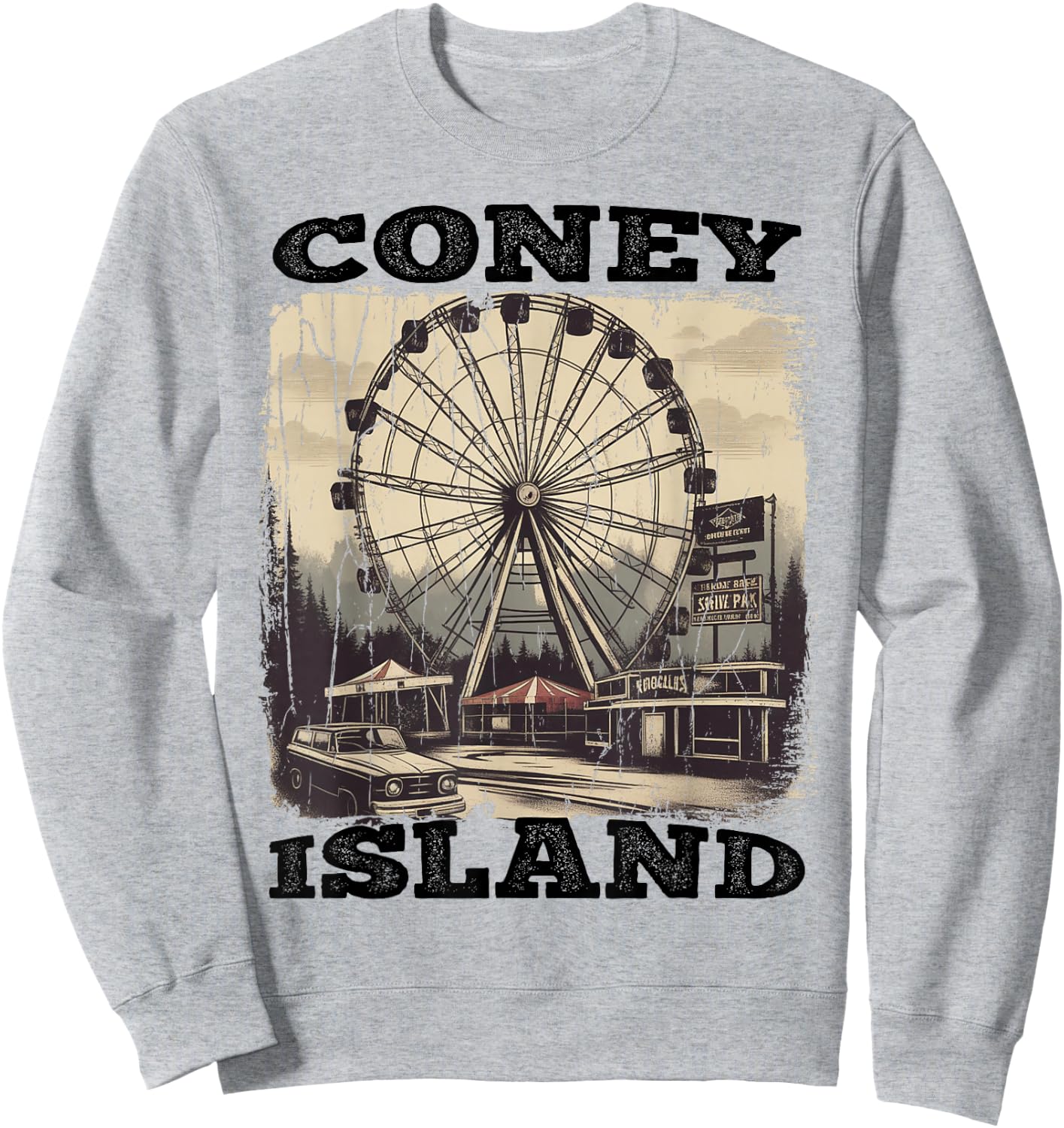 Vintage Ferris Wheel New York Coney Island Brooklyn Sweatshirt - Sweatshirt | Ash