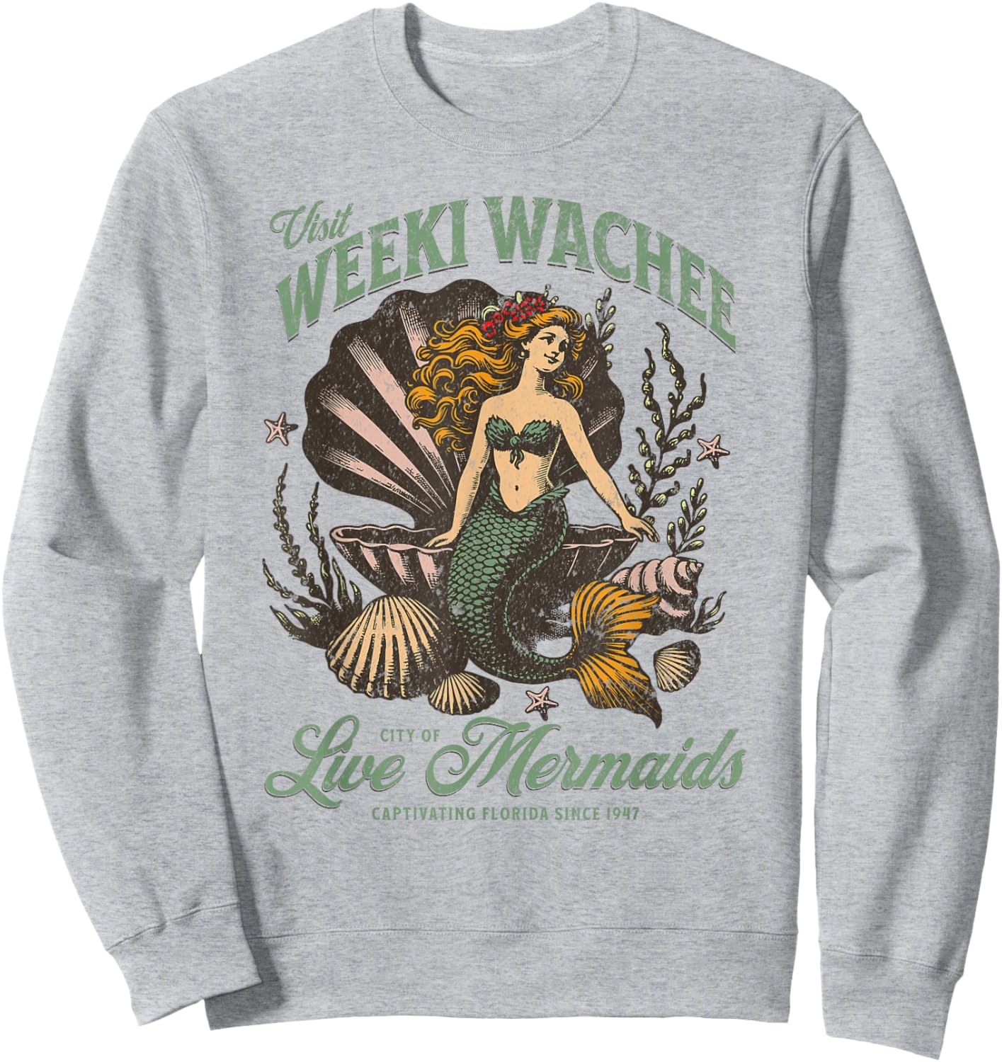 Visit Weeki Wachee City of Mermaids Florida 1947 Tourist Sweatshirt - Sweatshirt | Ash