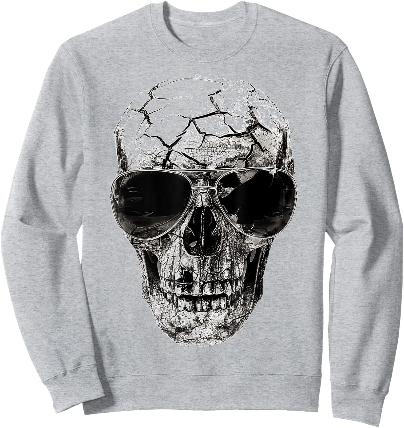Skull Costume Halloween Spooky Sunglasses Art Skull Sweatshirt - Sweatshirt | Ash