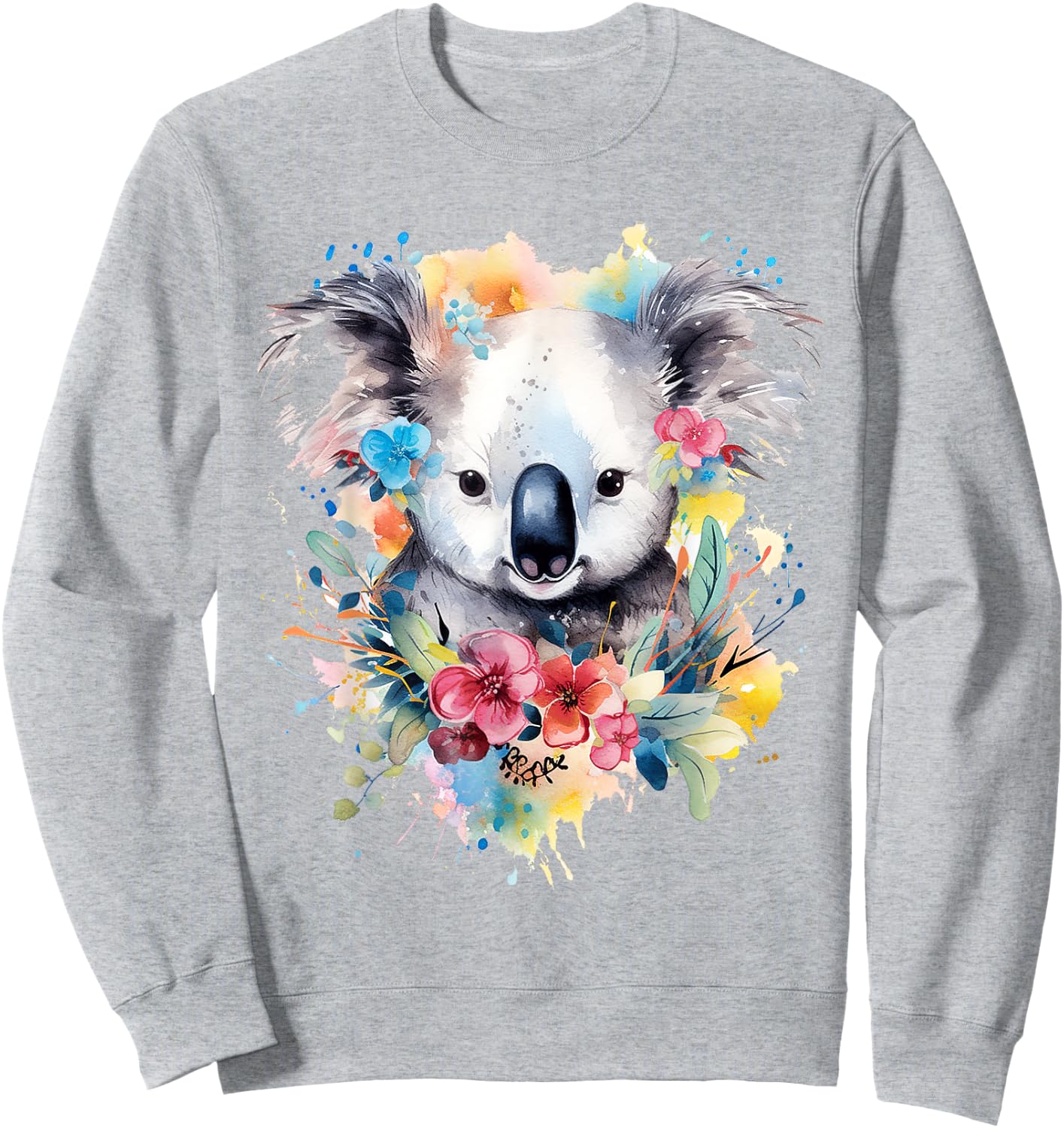 Koala Animal Colorful Motif Painting Art Abstract Koala Sweatshirt - Sweatshirt | Ash
