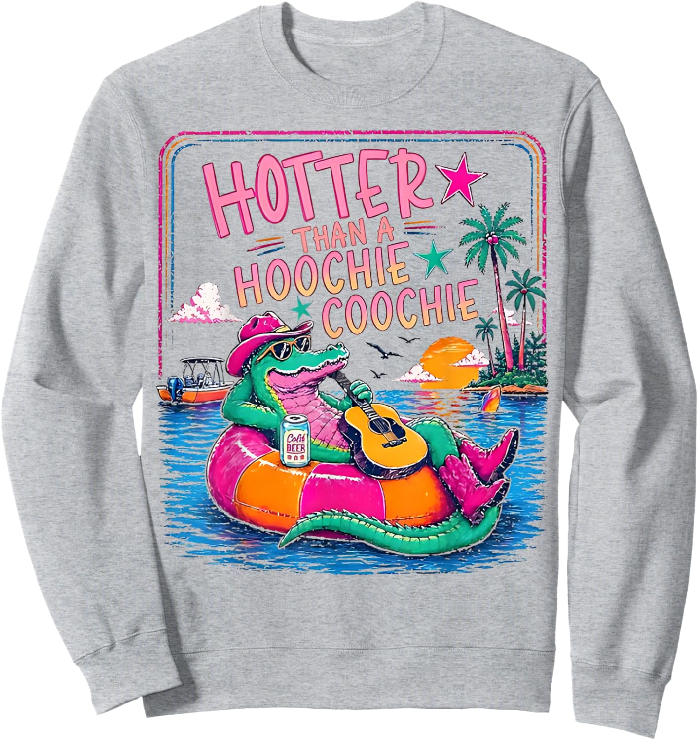 Hotter Than A Hoochie Coochie Funny Gator Summer Alligator Sweatshirt - Sweatshirt | Ash