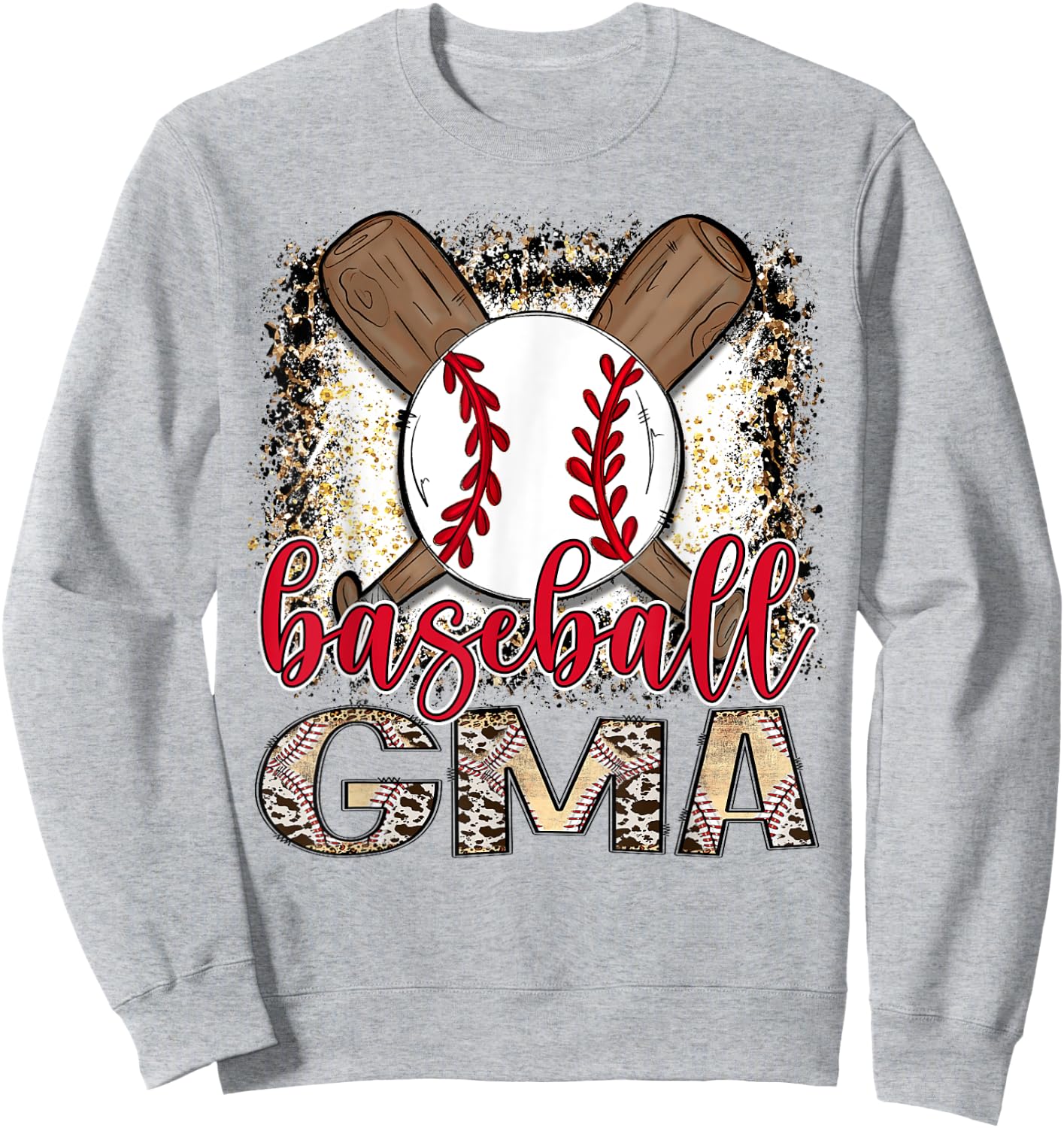 Baseball Gma Leopard Proud Ball Gma Game Day Sweatshirt - Sweatshirt | Ash