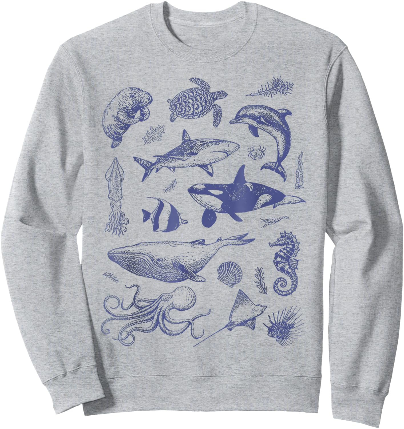 Vintage 90s Tattoo Sea Animal Ocean Nature Sweatshirt - Sweatshirt | Ash