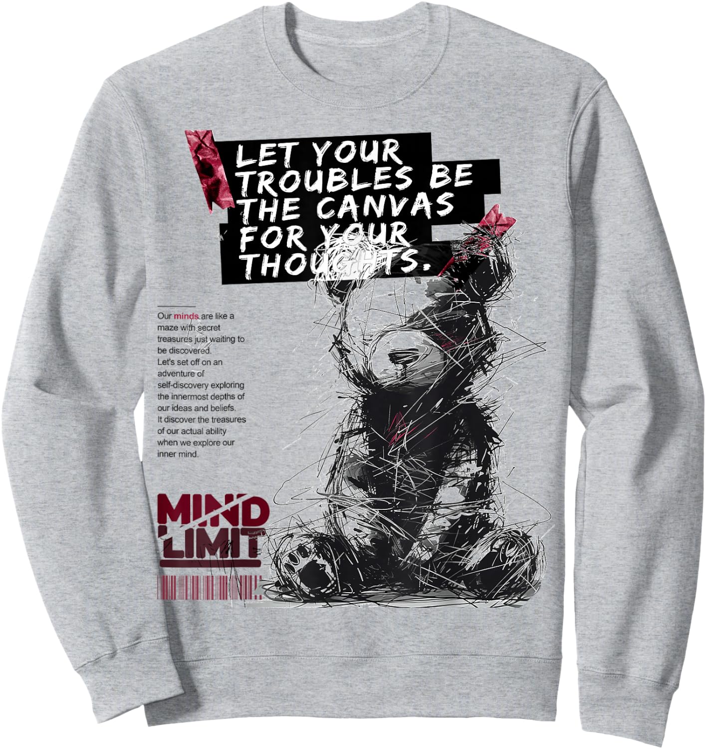 Bear | Frontprint | Art Graphic Animal Motif Artwork Bear Sweatshirt - Sweatshirt | Ash