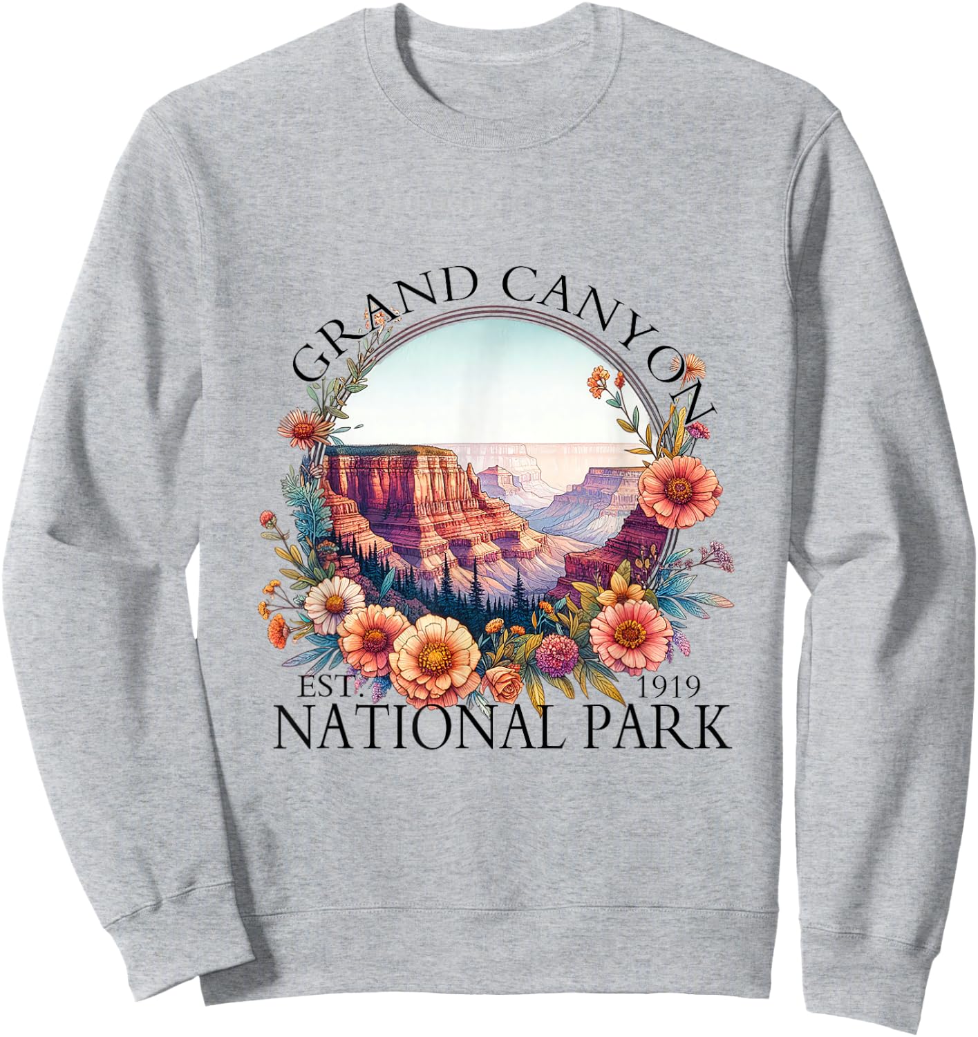Floral Grand Canyon National Park Hiking Camping Outdoor Sweatshirt - Sweatshirt | Ash