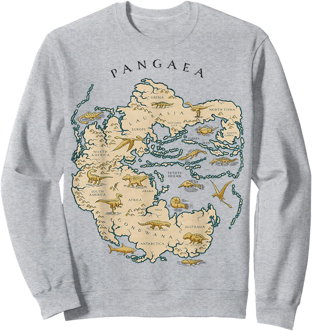 Reunite Pangaea World Map History Geology Earth Geologist Sweatshirt - Sweatshirt | Ash