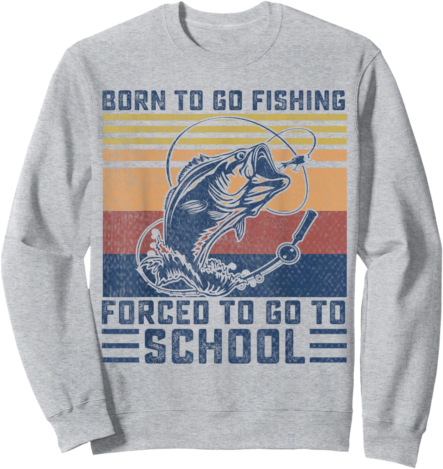Funny Born to Go Fishing Bass Fish Fisherman Boys Kids Small Sweatshirt - Sweatshirt | Ash
