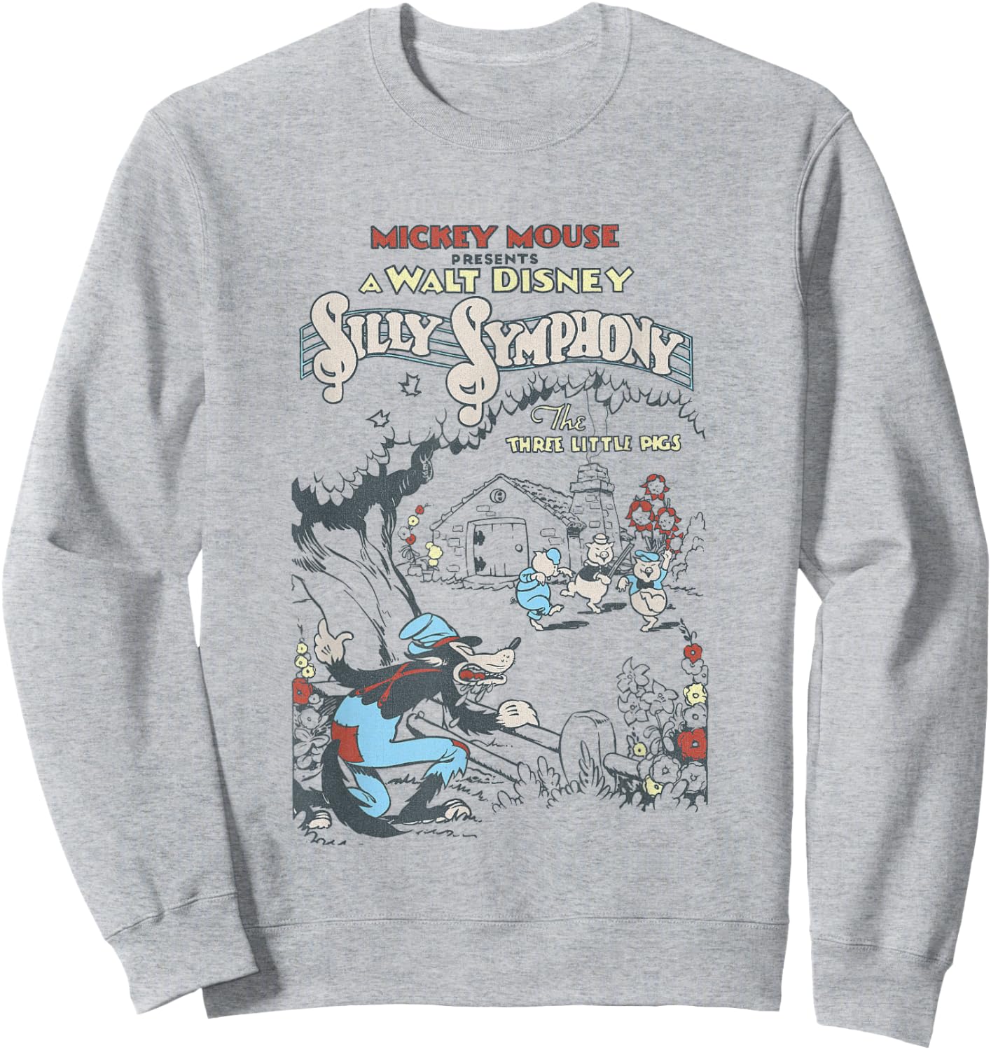 Disney Silly Symphonies Present The Three Little Pigs Retro Sweatshirt - Sweatshirt | Ash