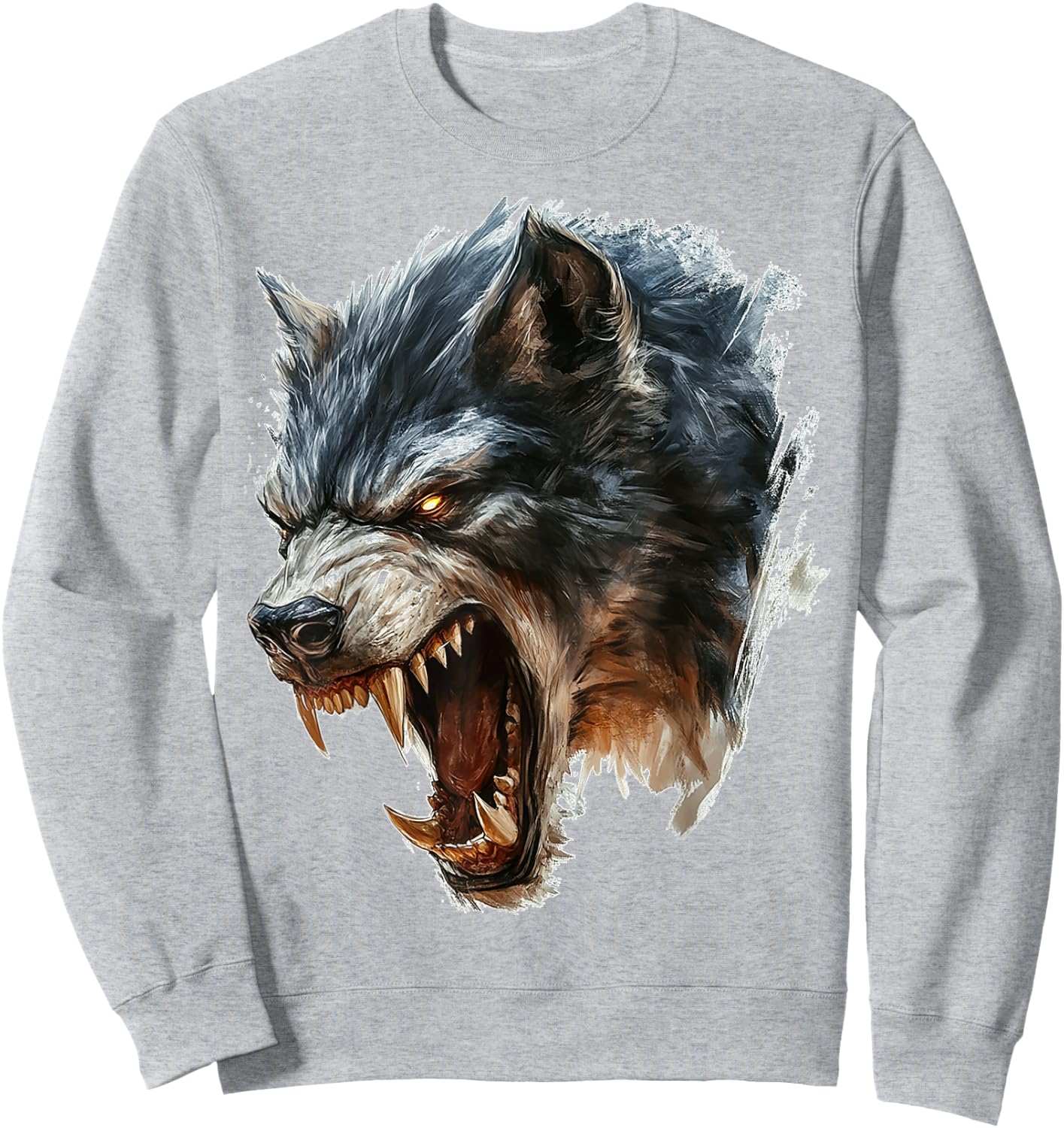 Werewolf Mythical Motif Fantasy Illustration Werewolf Sweatshirt - Sweatshirt | Ash