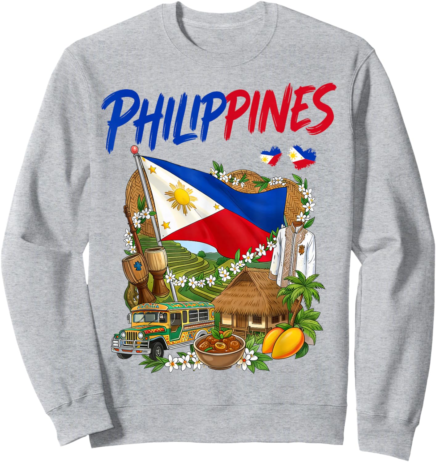 Philippines Heritage Idea for Kids Filipino Flag Themed Sweatshirt - Sweatshirt | Ash
