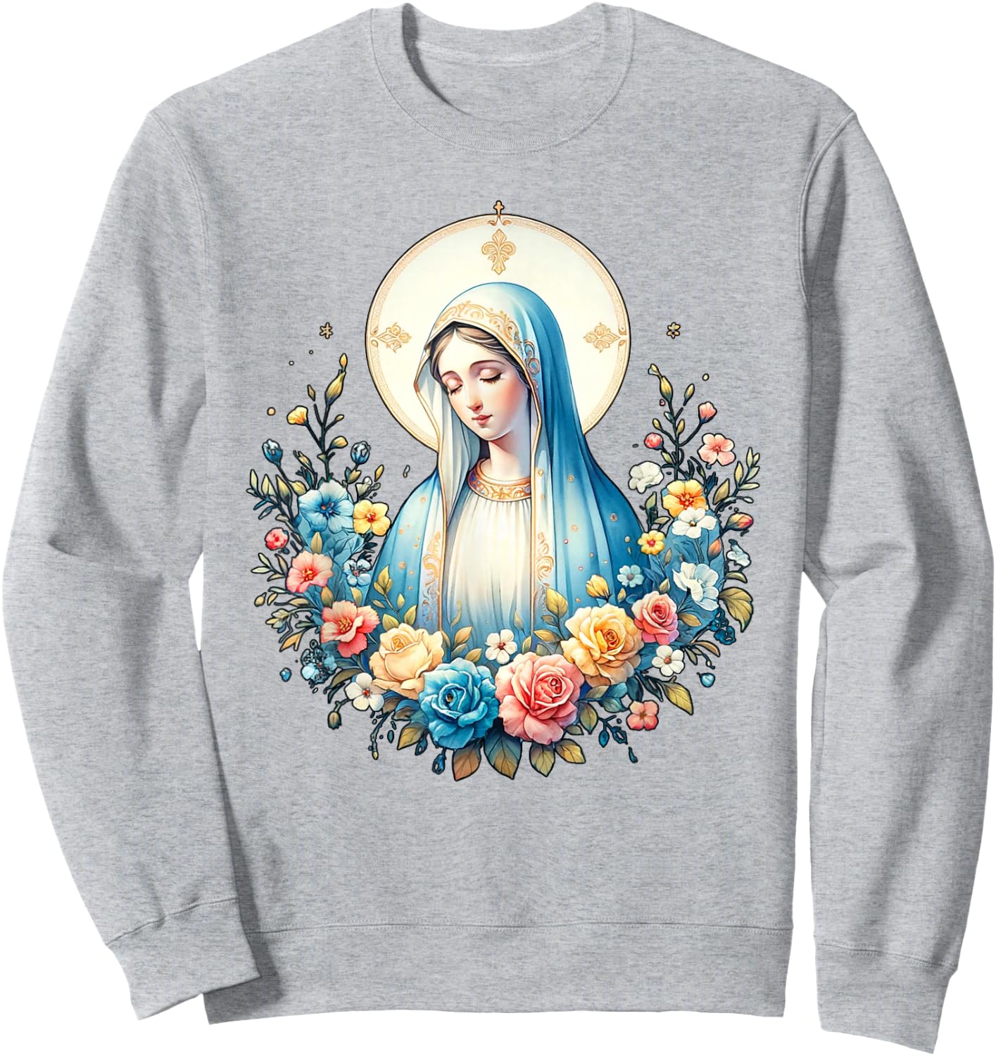 Our Lady of Lourdes Powerful Symbol Saint Mary Mother Mary Sweatshirt - Sweatshirt | Ash