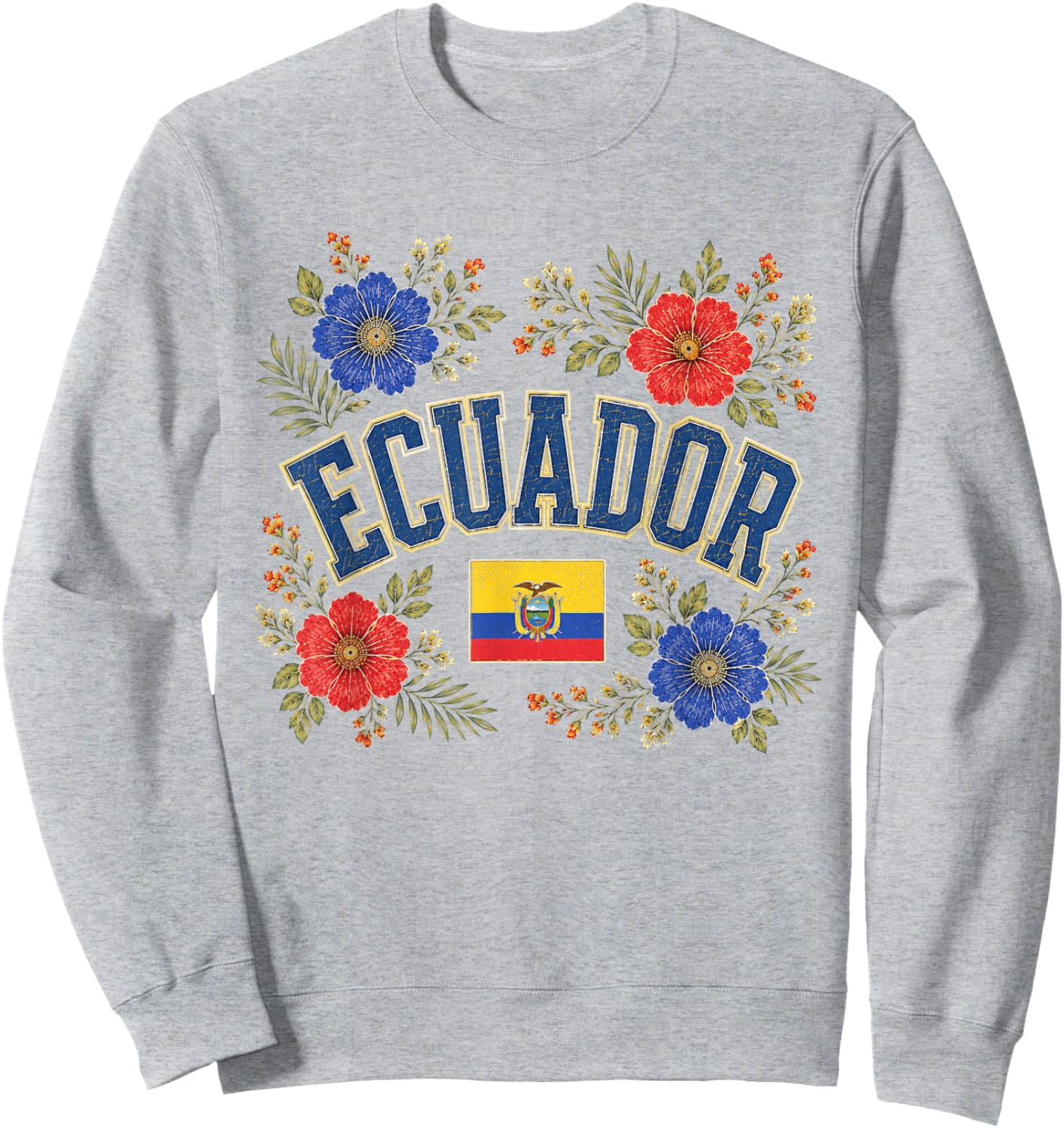 Ecuador Floral Vintage Country Pride Sweatshirt - Sweatshirt | Ash