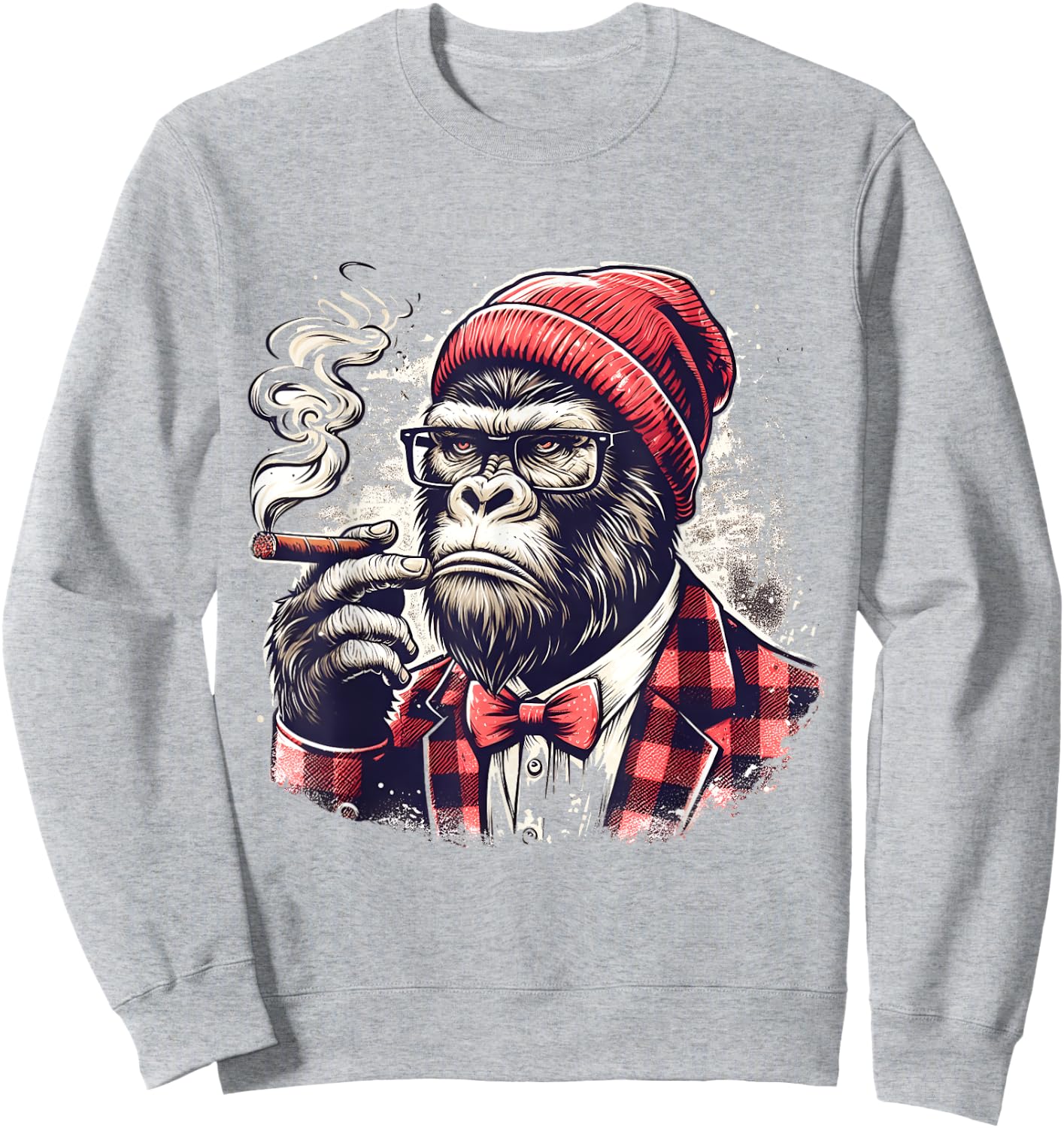 Cigar Smoking Gorilla Hipster Ape Monkey For Cigar Smokers Sweatshirt - Sweatshirt | Ash