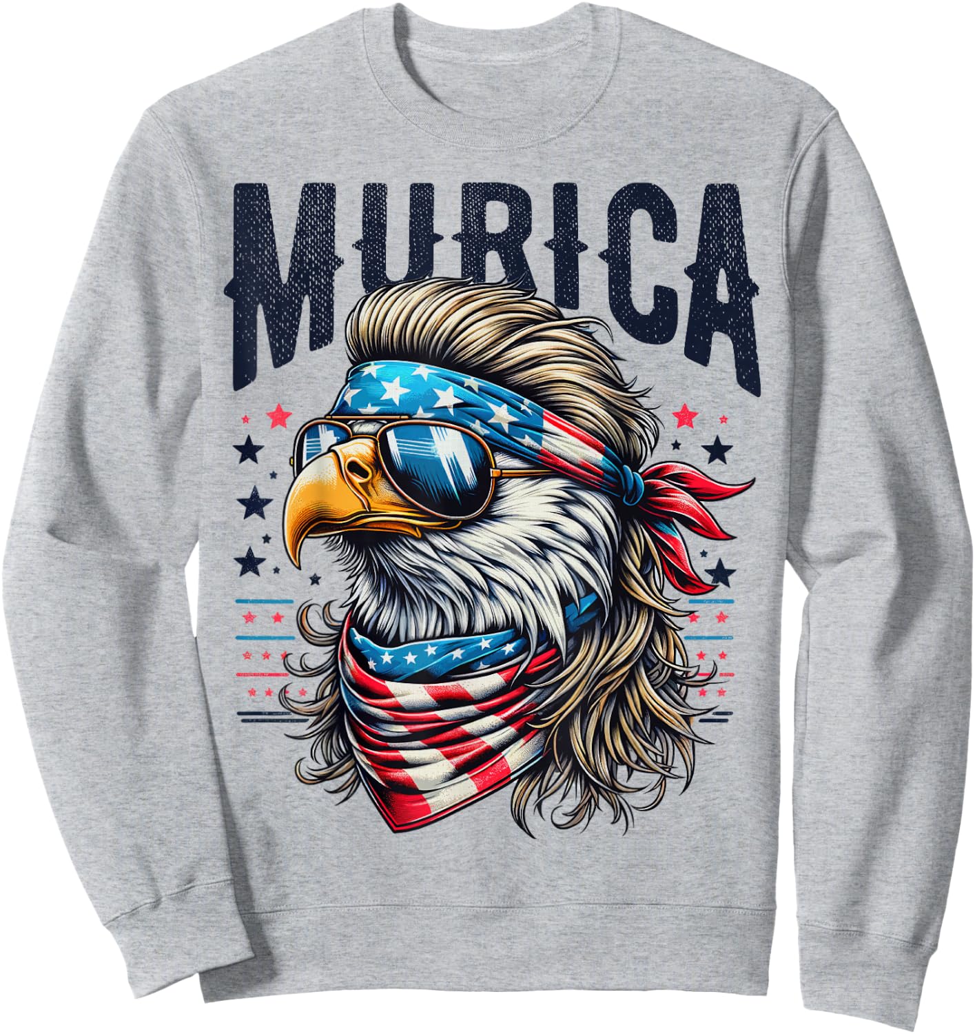 4th of July Patriotic Funny Eagle July 4th USA Murica Sweatshirt - Sweatshirt | Ash