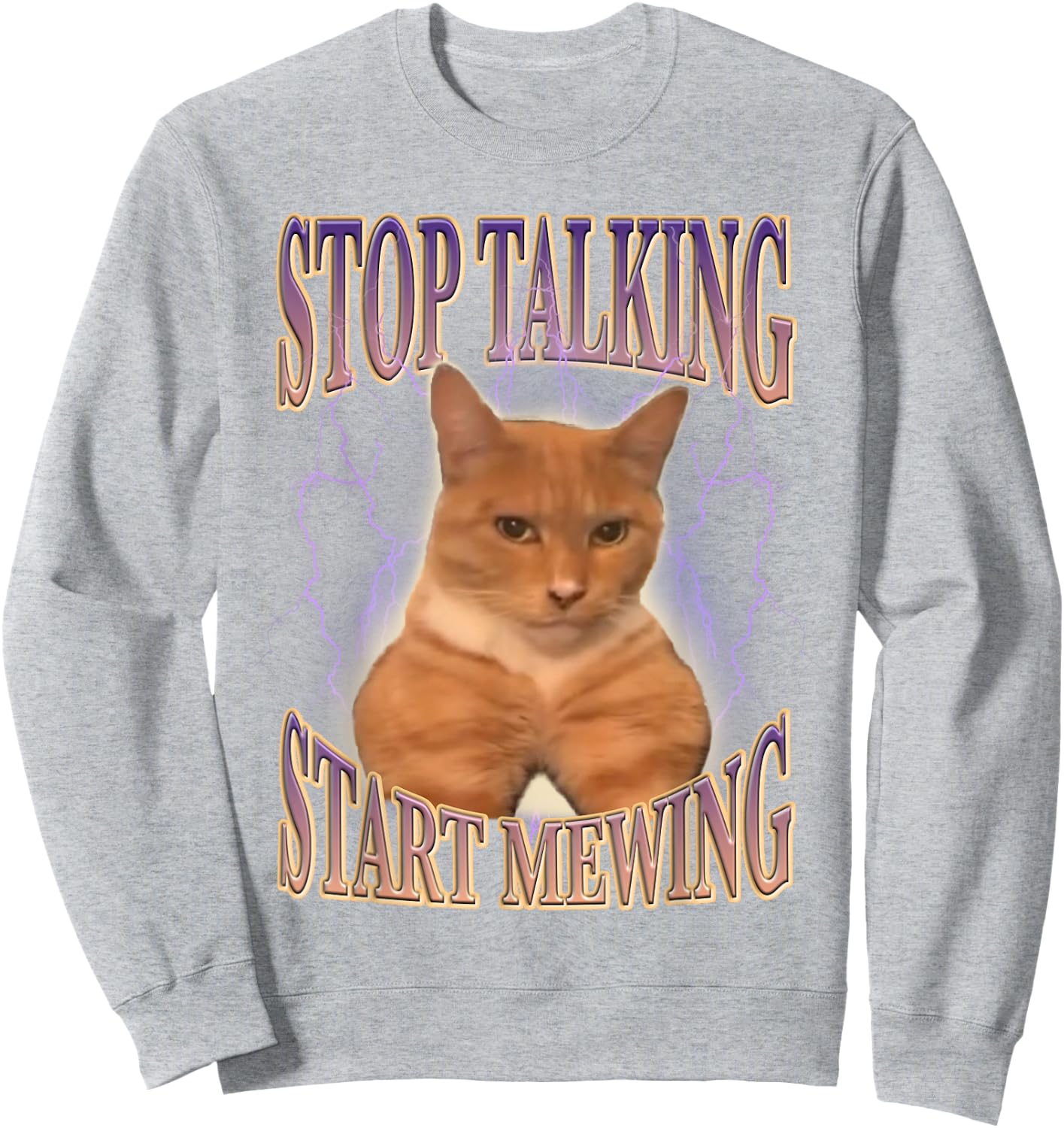 Stop Talking, Start Mewing Funny Cat Meme Men Women Kids Sweatshirt - Sweatshirt | Ash