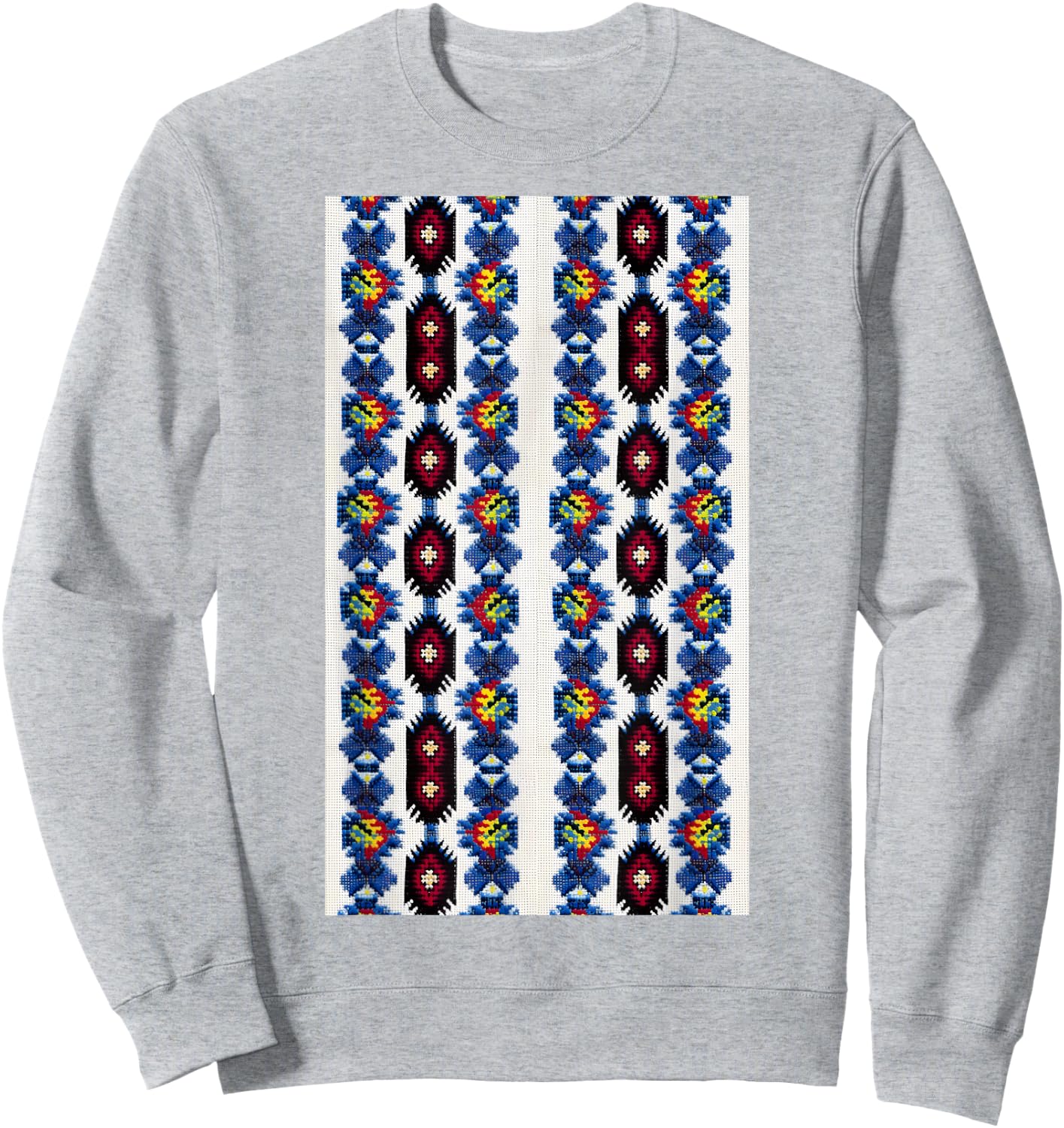 Vintage Ukrainian Vyshyvanka Style Retro Geometric Pattern Sweatshirt - Sweatshirt | Ash