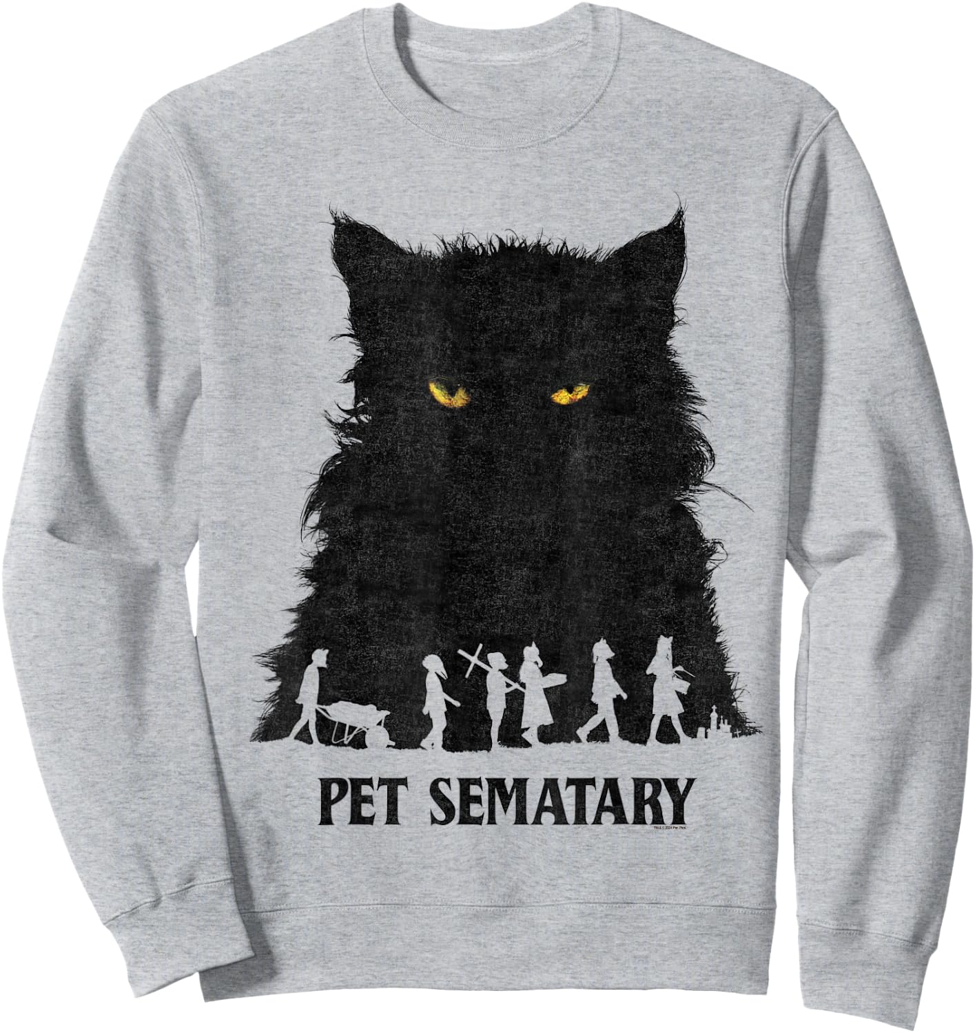 Pet Sematary Halloween Silhouettes Cat Yellow Glowing Eyes Sweatshirt - Sweatshirt | Ash