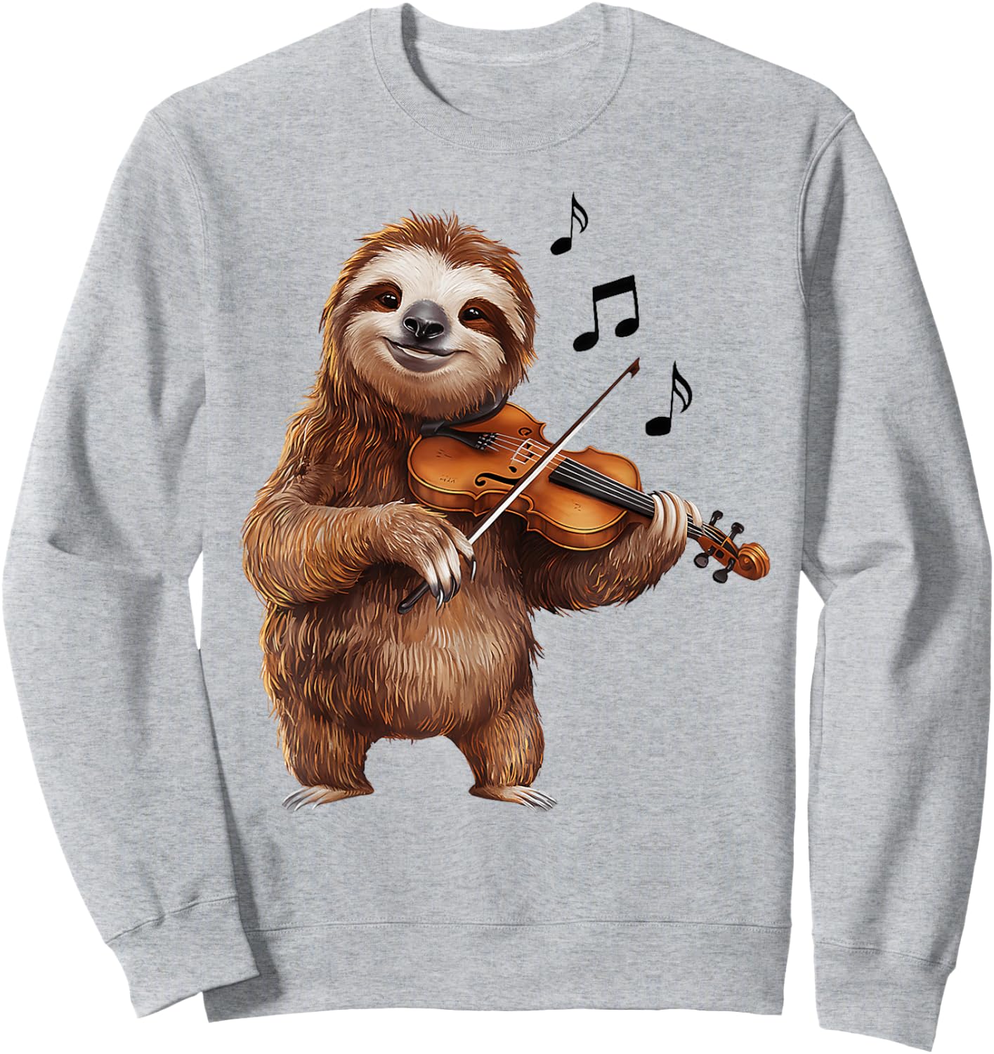 Funny Musician Violinist Cute Sloth Playing Violin Sweatshirt - Sweatshirt | Ash