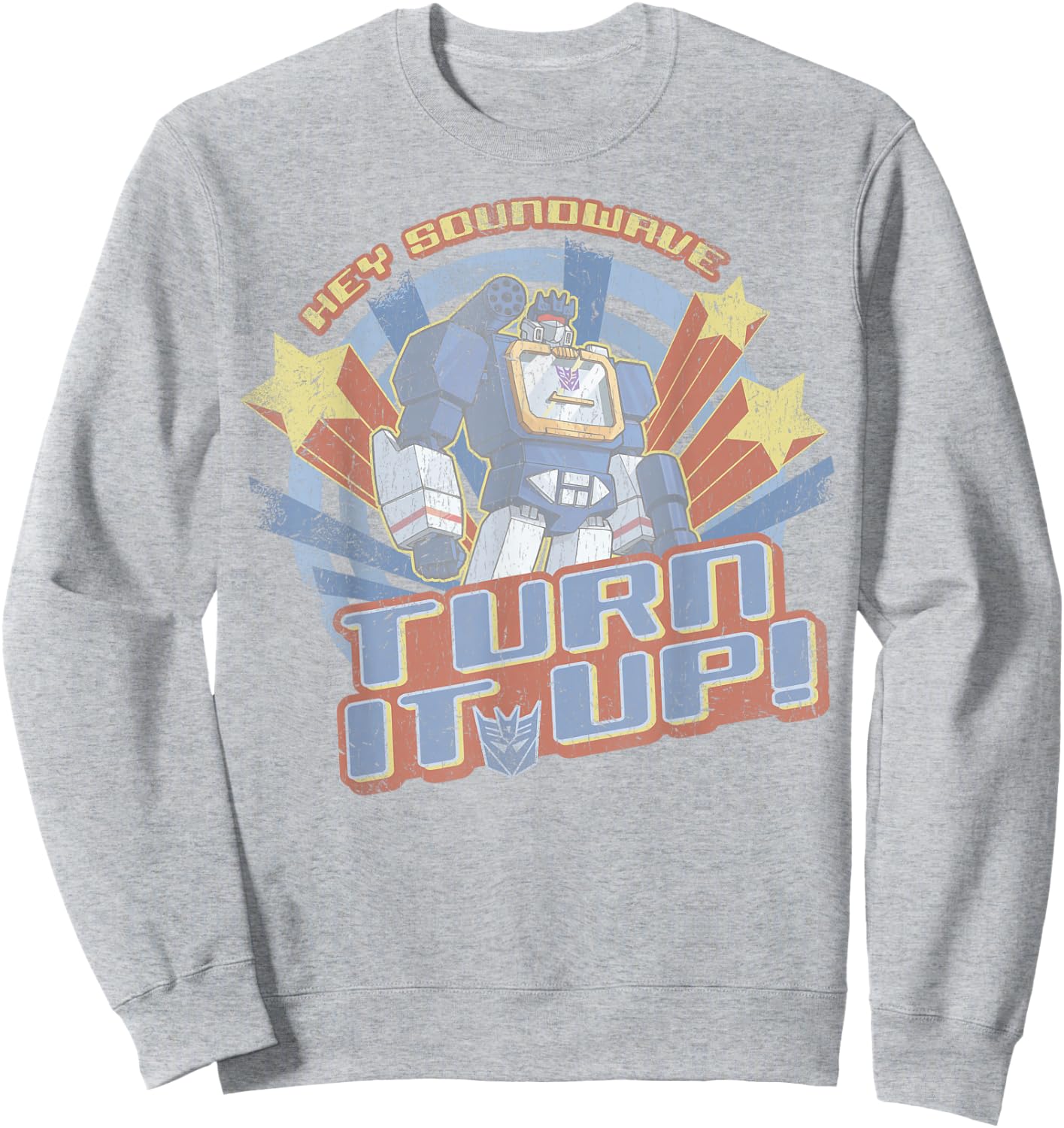 Transformers Hey Soundwave Turn It Up Classic Retro Logo Sweatshirt - Sweatshirt | Ash