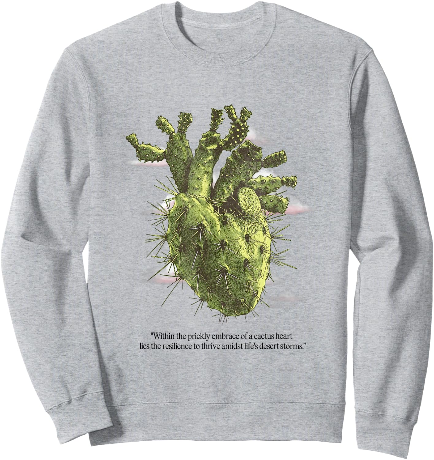 Cactus Heart Shirt Nature Desert Cactus Anatomical Heart Sweatshirt - Sweatshirt | Ash