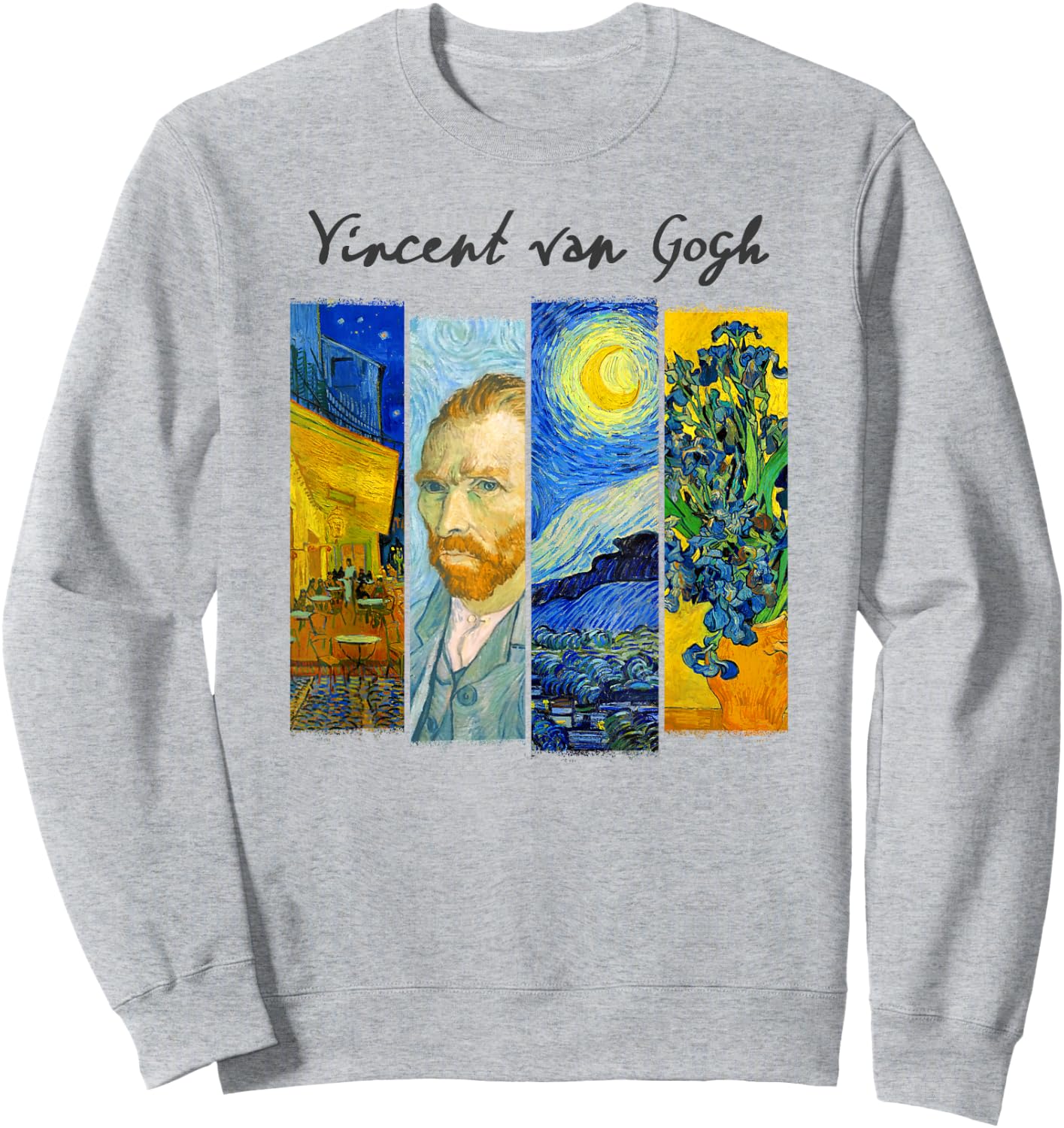 Famous Van Gogh Paintings Art Starry Night Flowers Portrait Sweatshirt - Sweatshirt | Ash