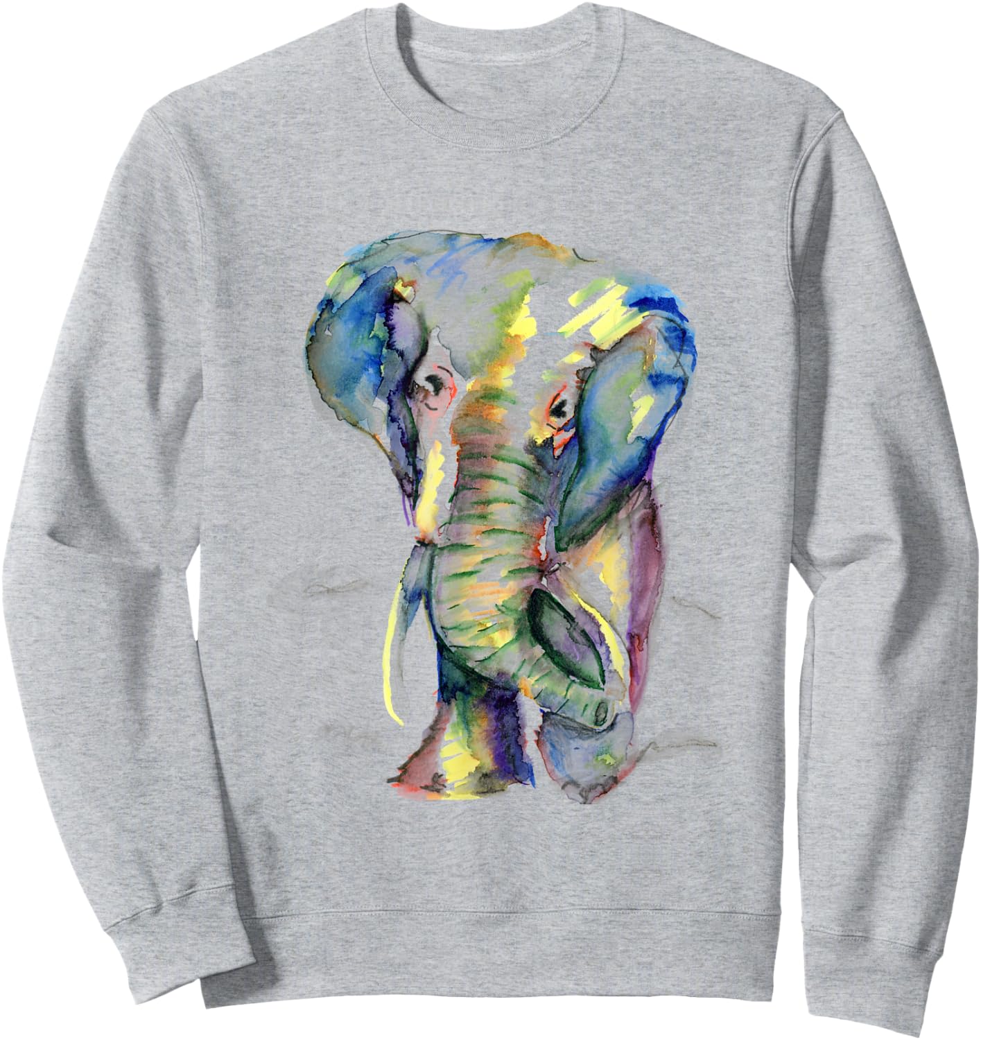 Elephant Lover Animal White Colorful Painting Gift Sweatshirt - Sweatshirt | Ash