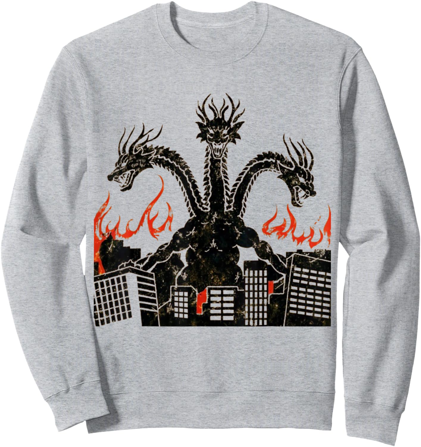 Vintage Dragon King Ghidorah Art Sunset Japanese Kids Men Sweatshirt - Sweatshirt | Ash