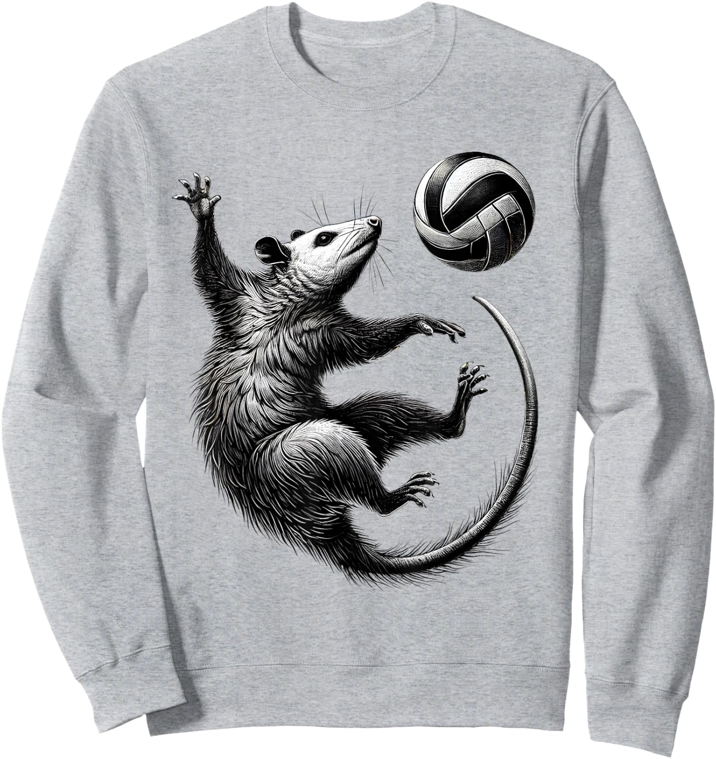 Vintage Possum Playing Volleyball Opossum Volleyball Player Sweatshirt - Sweatshirt | Ash