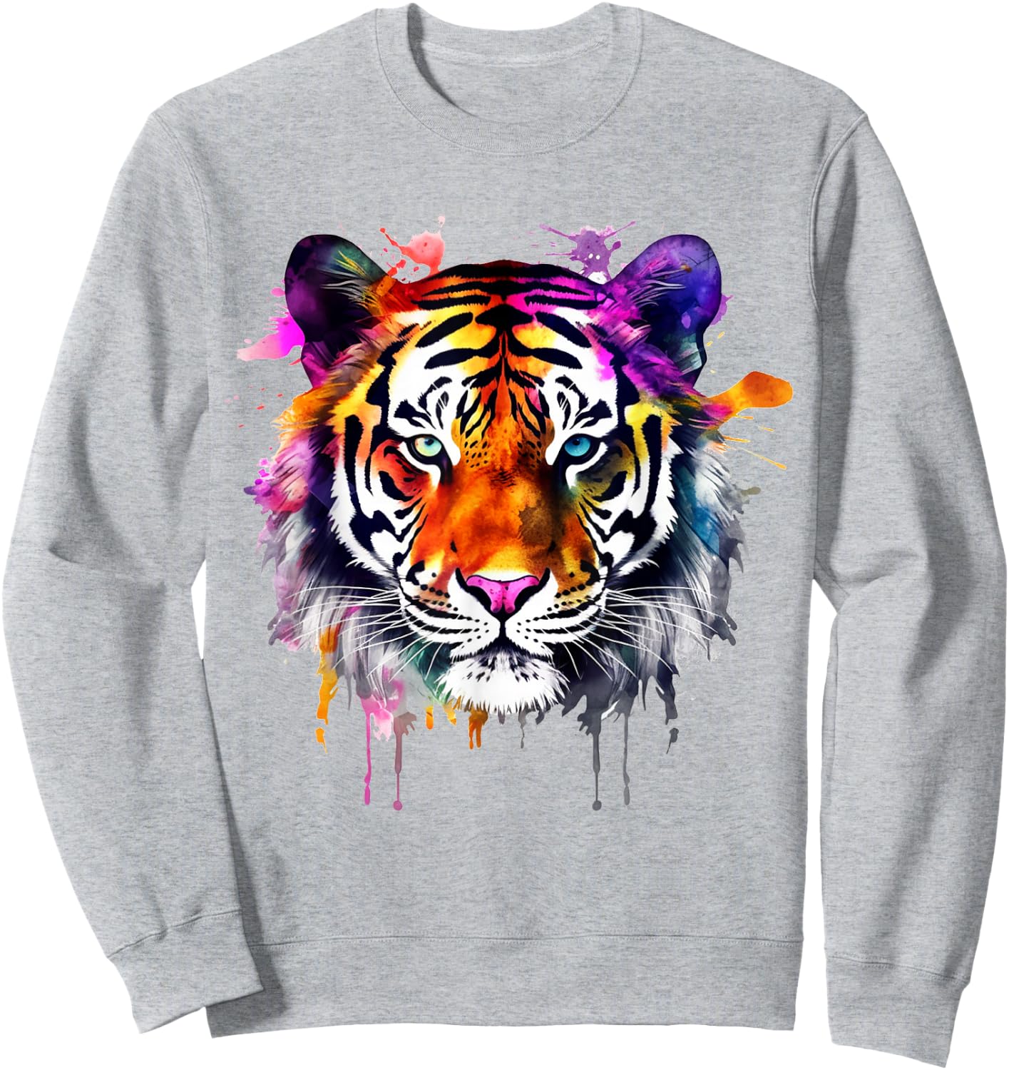 Tiger Colourful Artwork - Animal Art Motif Tiger Sweatshirt - Sweatshirt | Ash