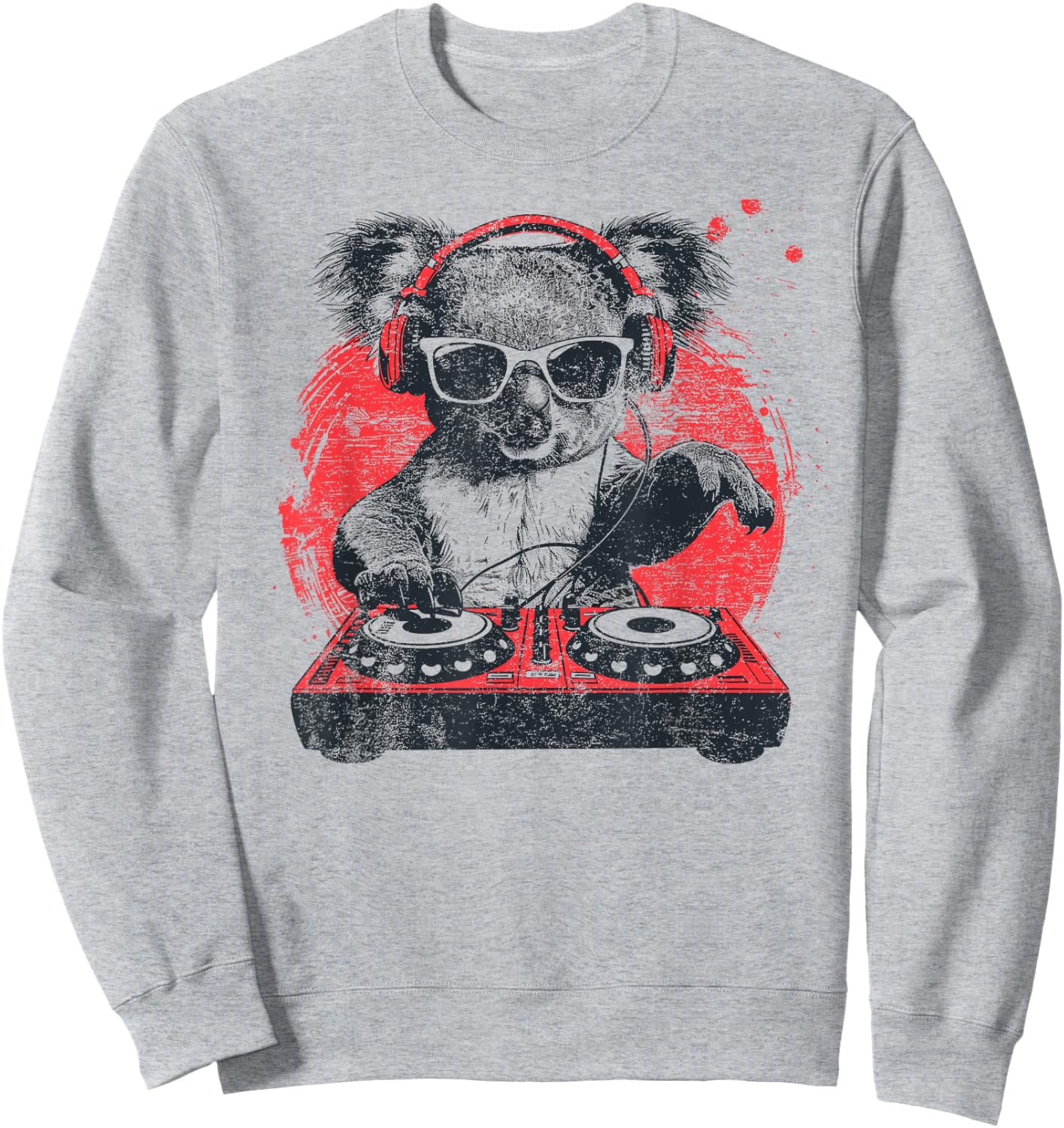 Funny Retro Cool House DJ Koala Animal Disco Headphone Tech Sweatshirt - Sweatshirt | Ash