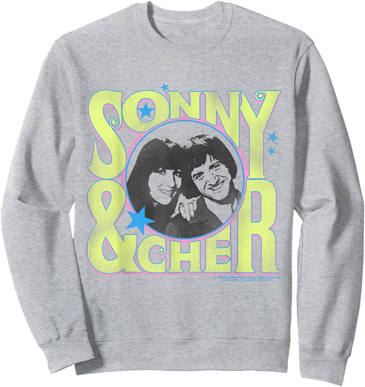 Popfunk Sonny and Cher Retro Circle Logo , Small, Grey Sweatshirt - Sweatshirt | Ash