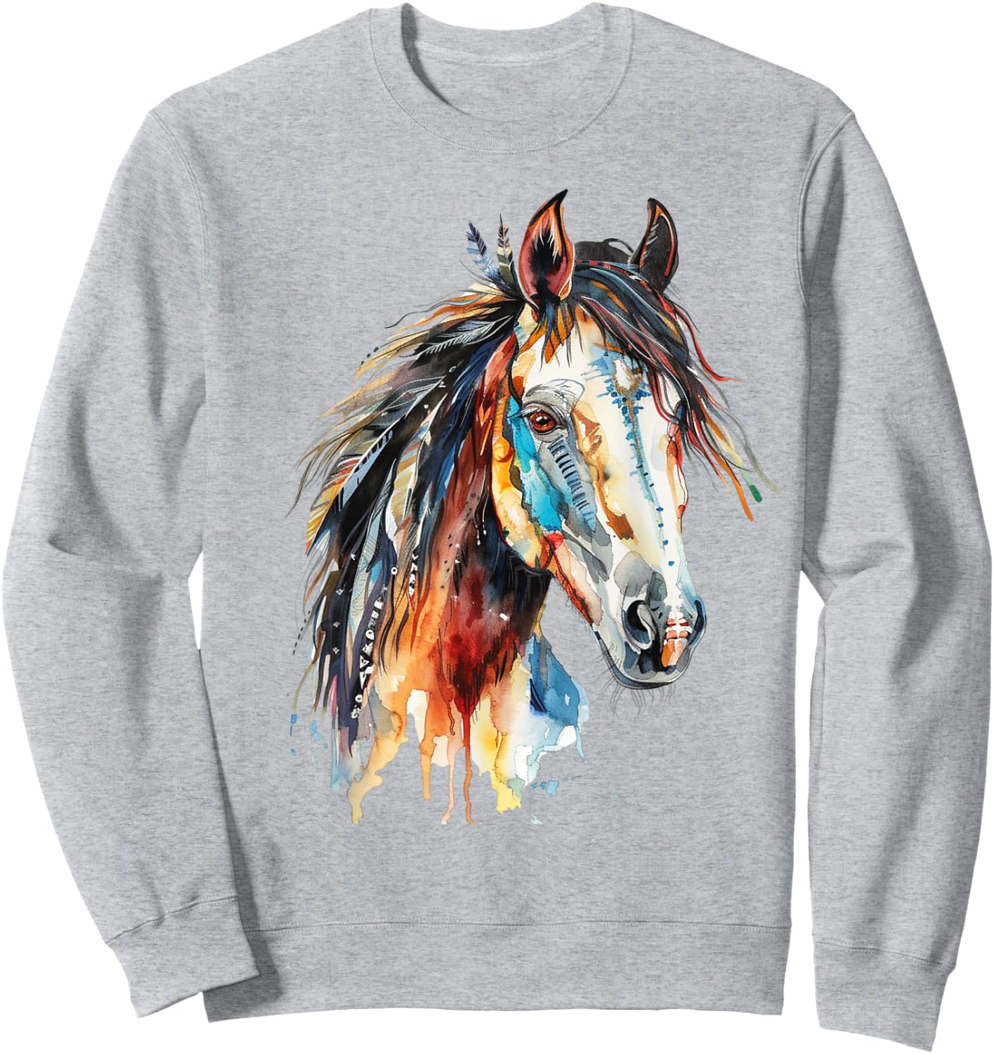 Native American Wild Horse Sweatshirt - Sweatshirt | Ash
