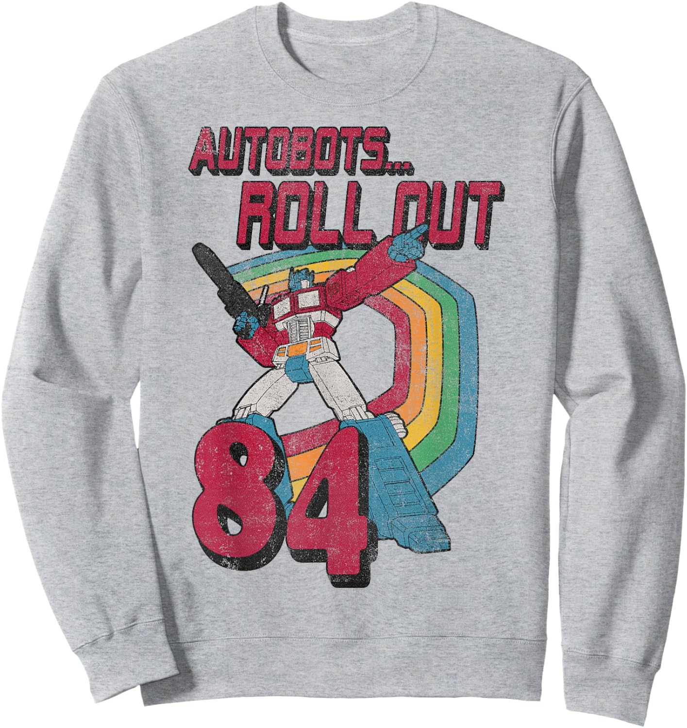 Transformers Autobots Retro Roll Out 84 Rainbow Stripe Sweatshirt - Sweatshirt | Ash