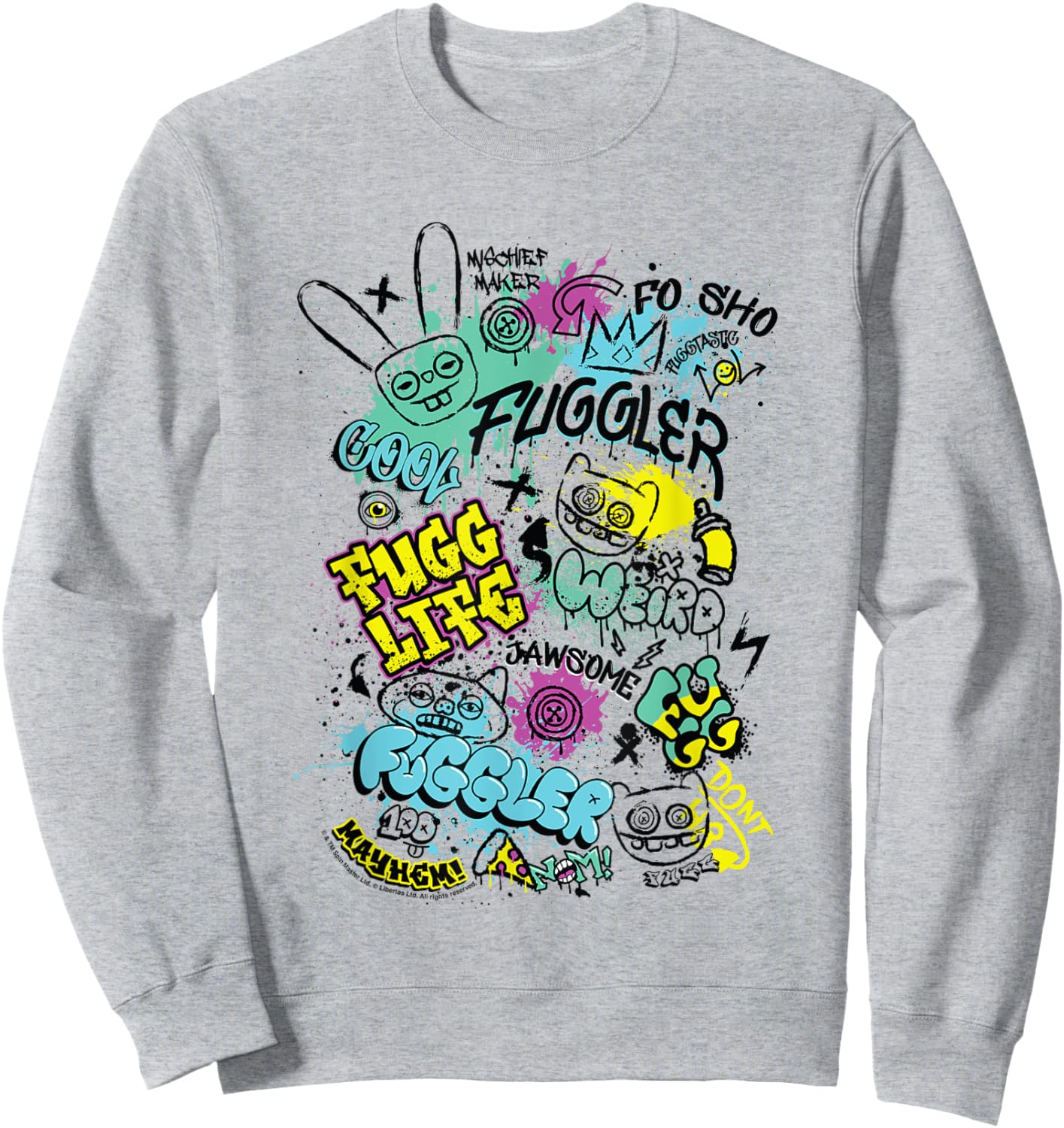 Fuggler Funny Ugly Monsters Graffiti Tags Sweatshirt - Sweatshirt | Ash